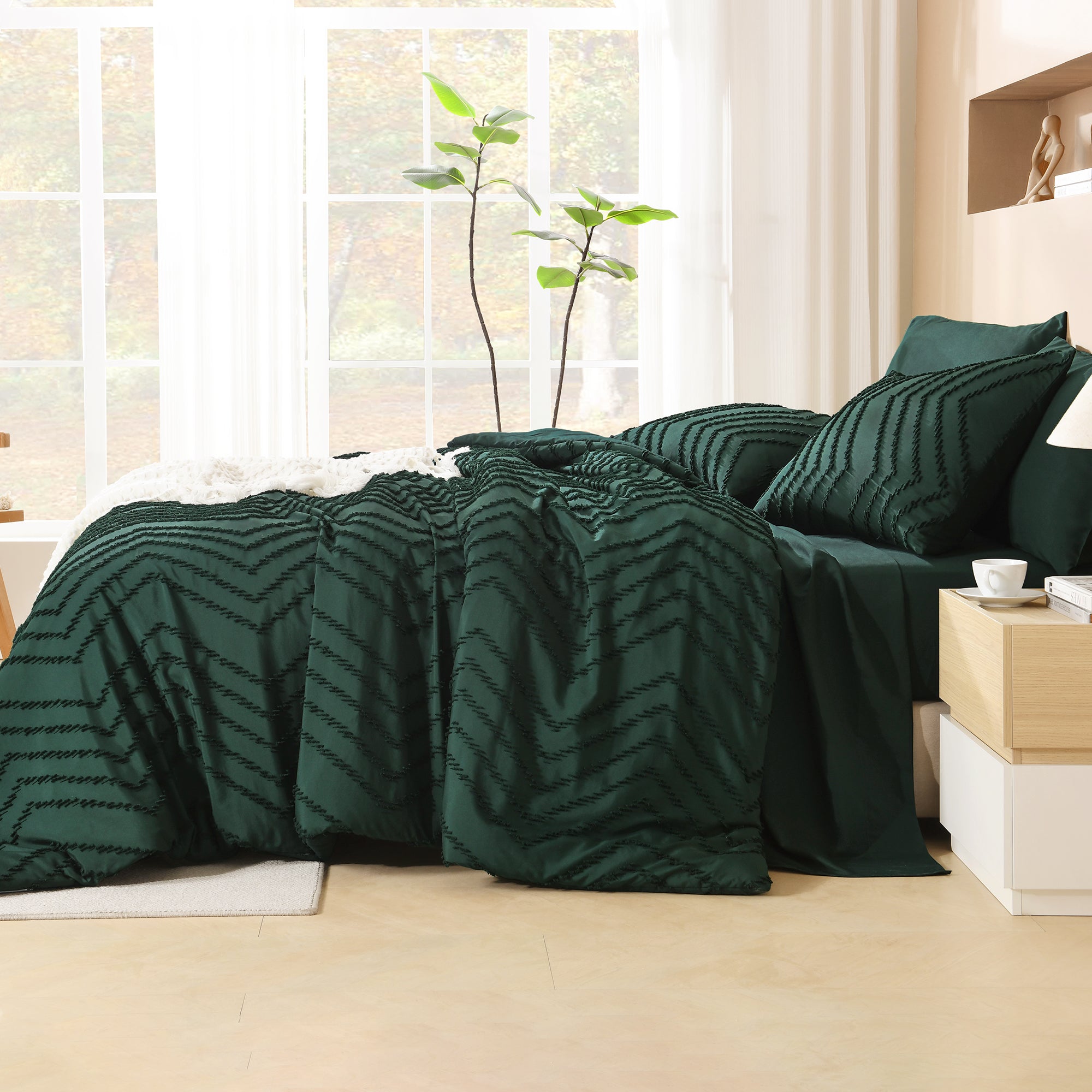 Cozy Bedding 7 Pieces Chevron Comforter Set - LITANIKA