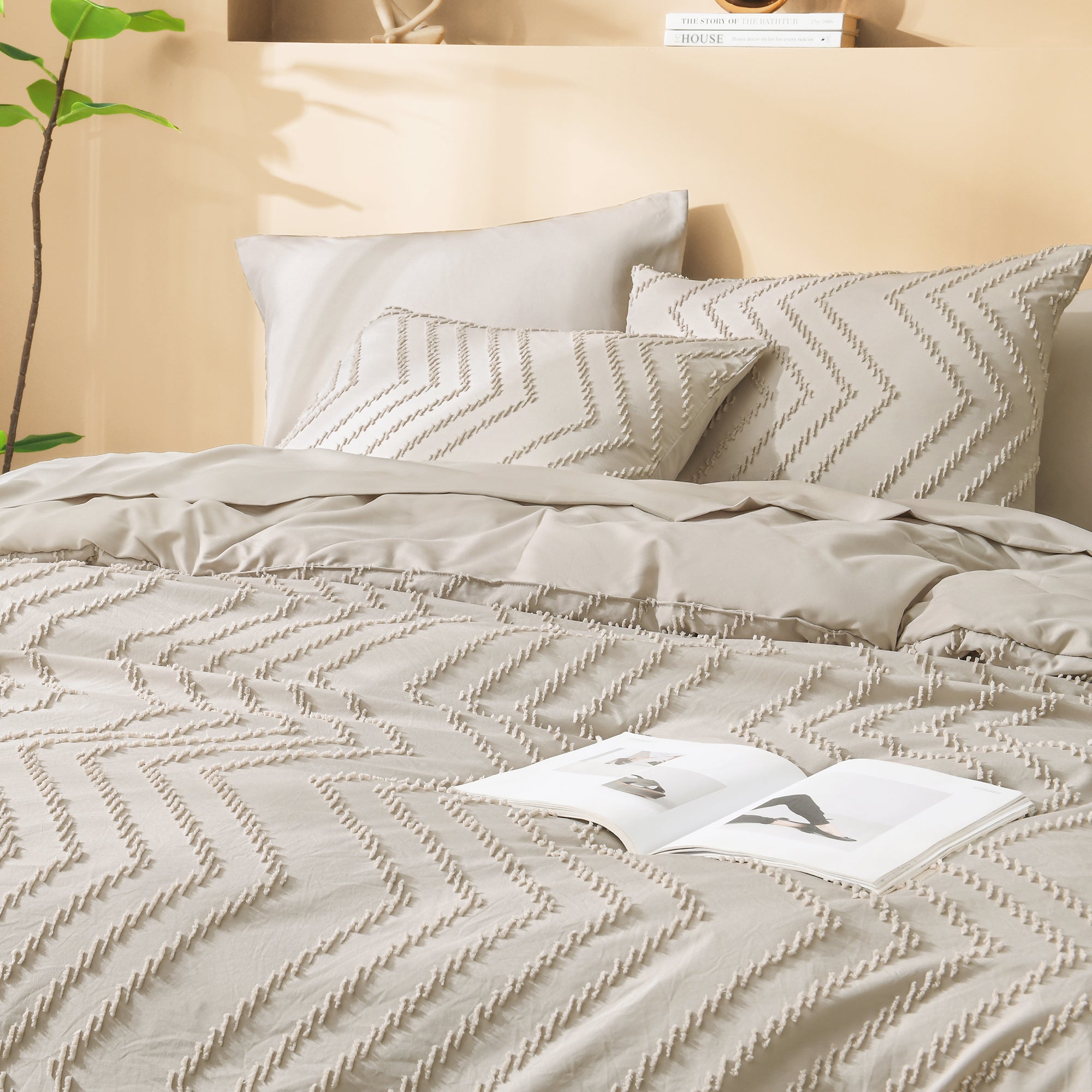 Cozy Bedding 7 Pieces Chevron Comforter Set - LITANIKA