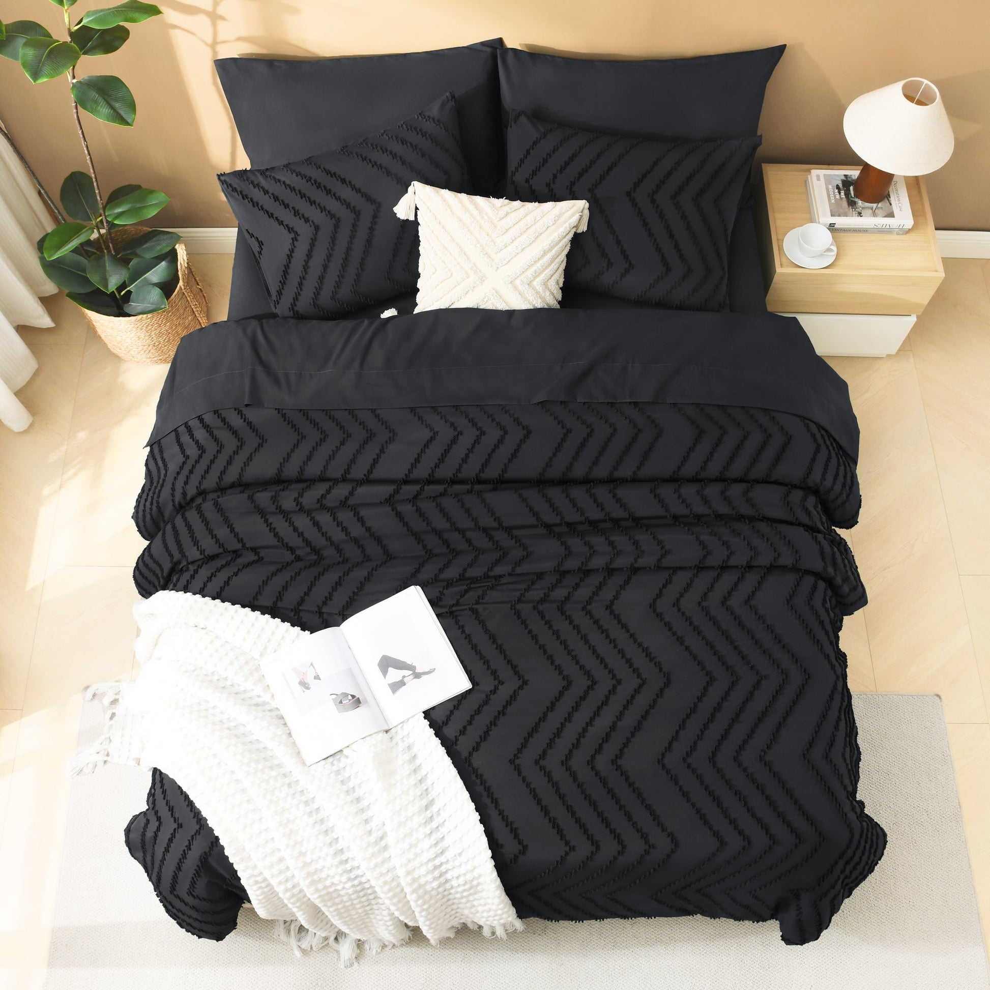 Cozy Bedding 7 Pieces Chevron Comforter Set - LITANIKA