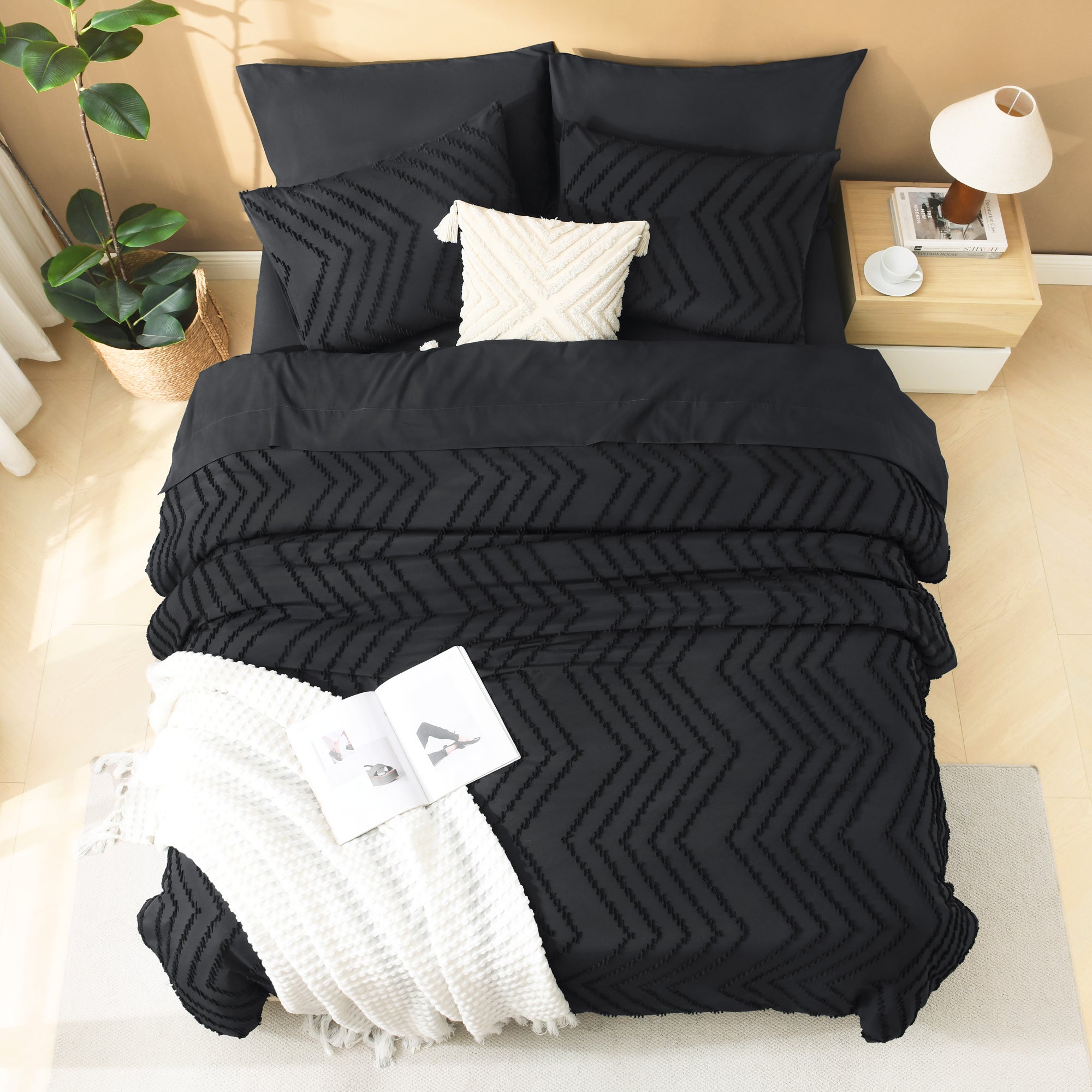 Cozy Bedding 7 Pieces Chevron Comforter Set - LITANIKA