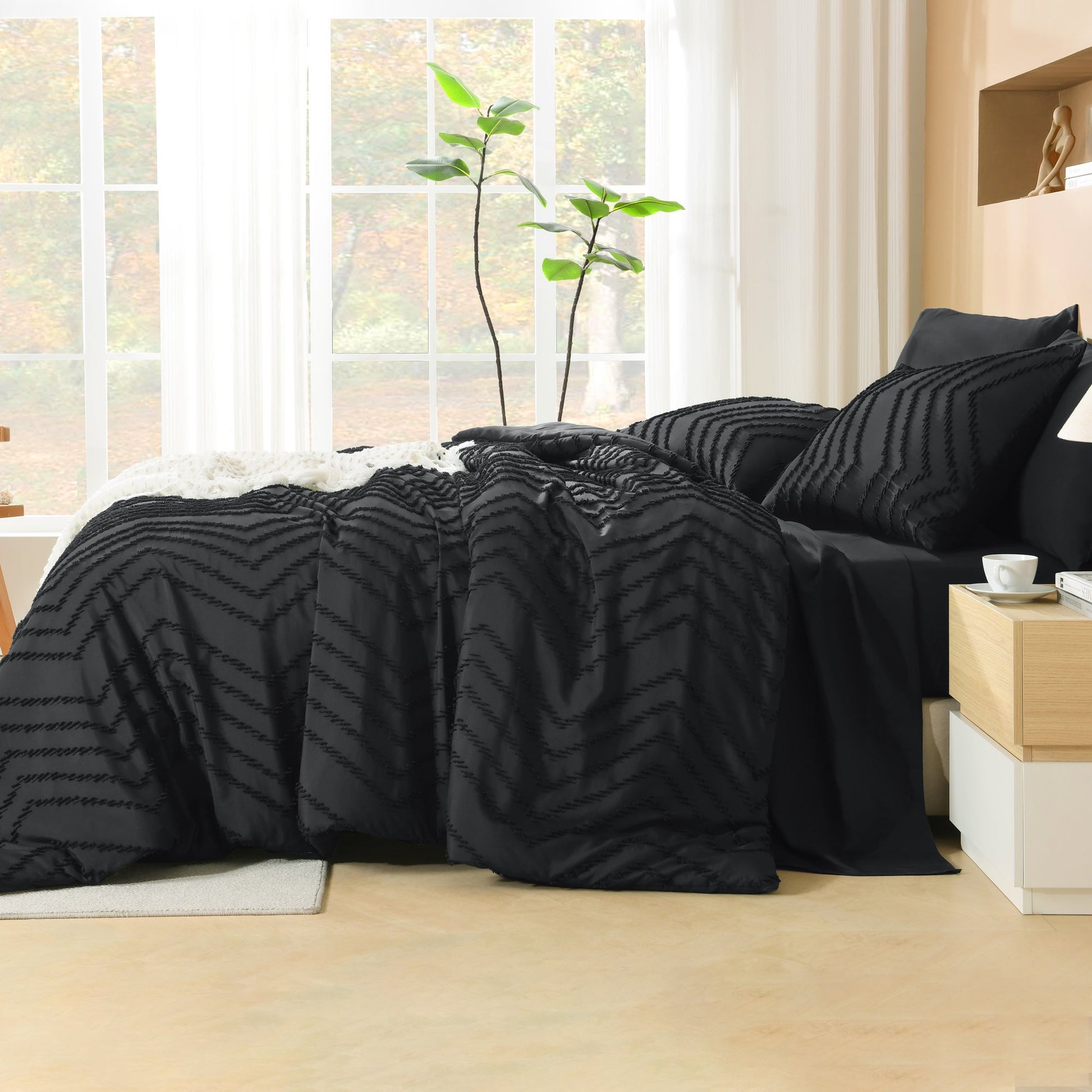 Cozy Bedding 7 Pieces Chevron Comforter Set - LITANIKA