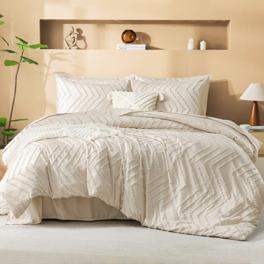 Cozy Bedding 7 Pieces Chevron Comforter Set - LITANIKA