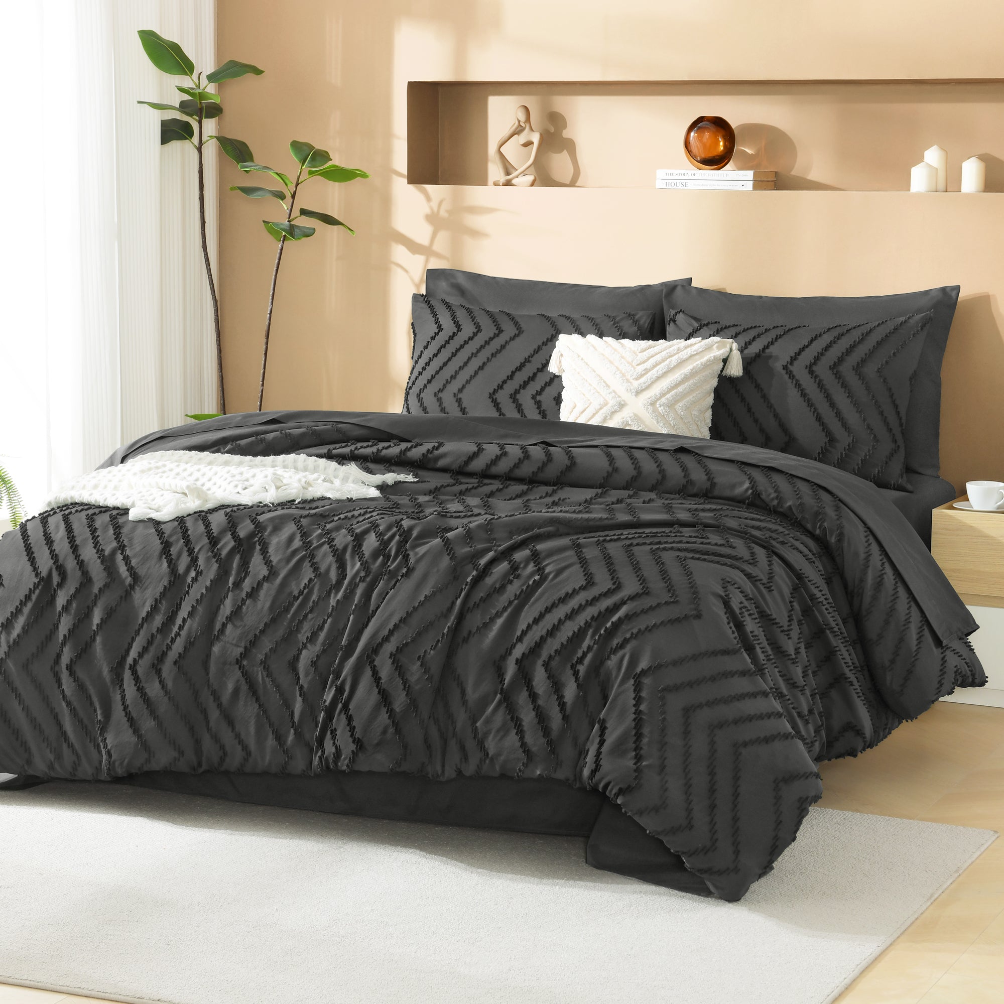 Cozy Bedding 7 Pieces Chevron Comforter Set - LITANIKA