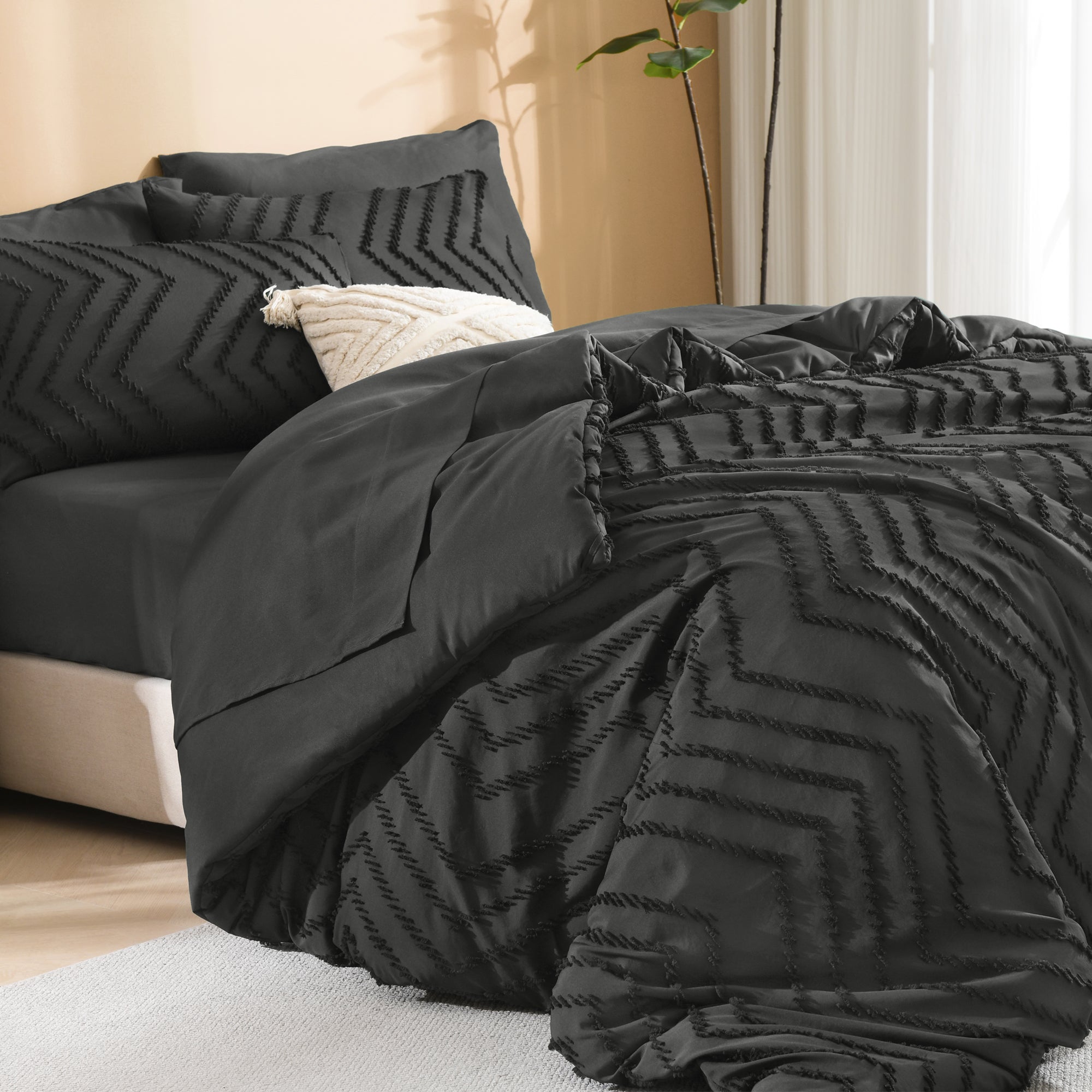 Cozy Bedding 7 Pieces Chevron Comforter Set - LITANIKA