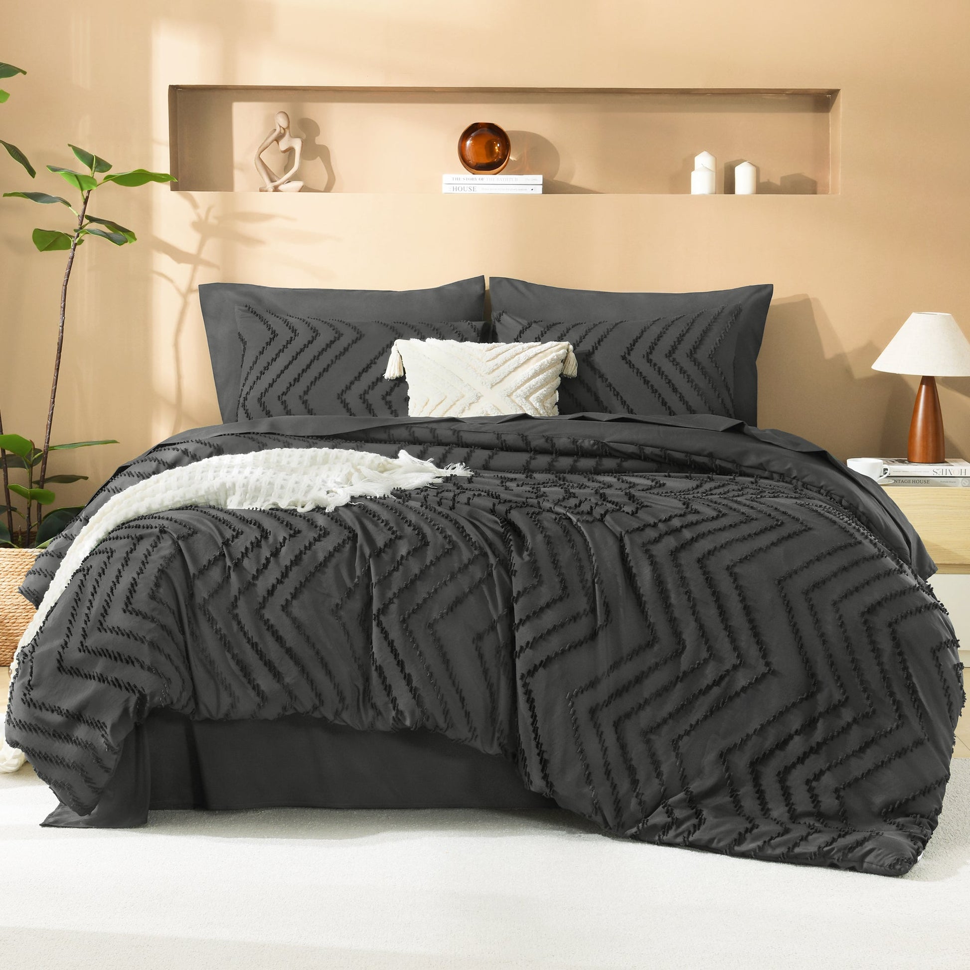 Cozy Bedding 7 Pieces Chevron Comforter Set - LITANIKA