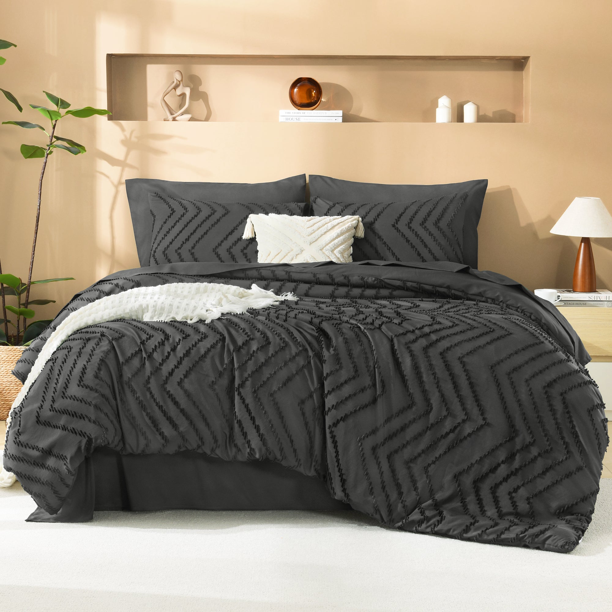 Cozy Bedding 7 Pieces Chevron Comforter Set - LITANIKA