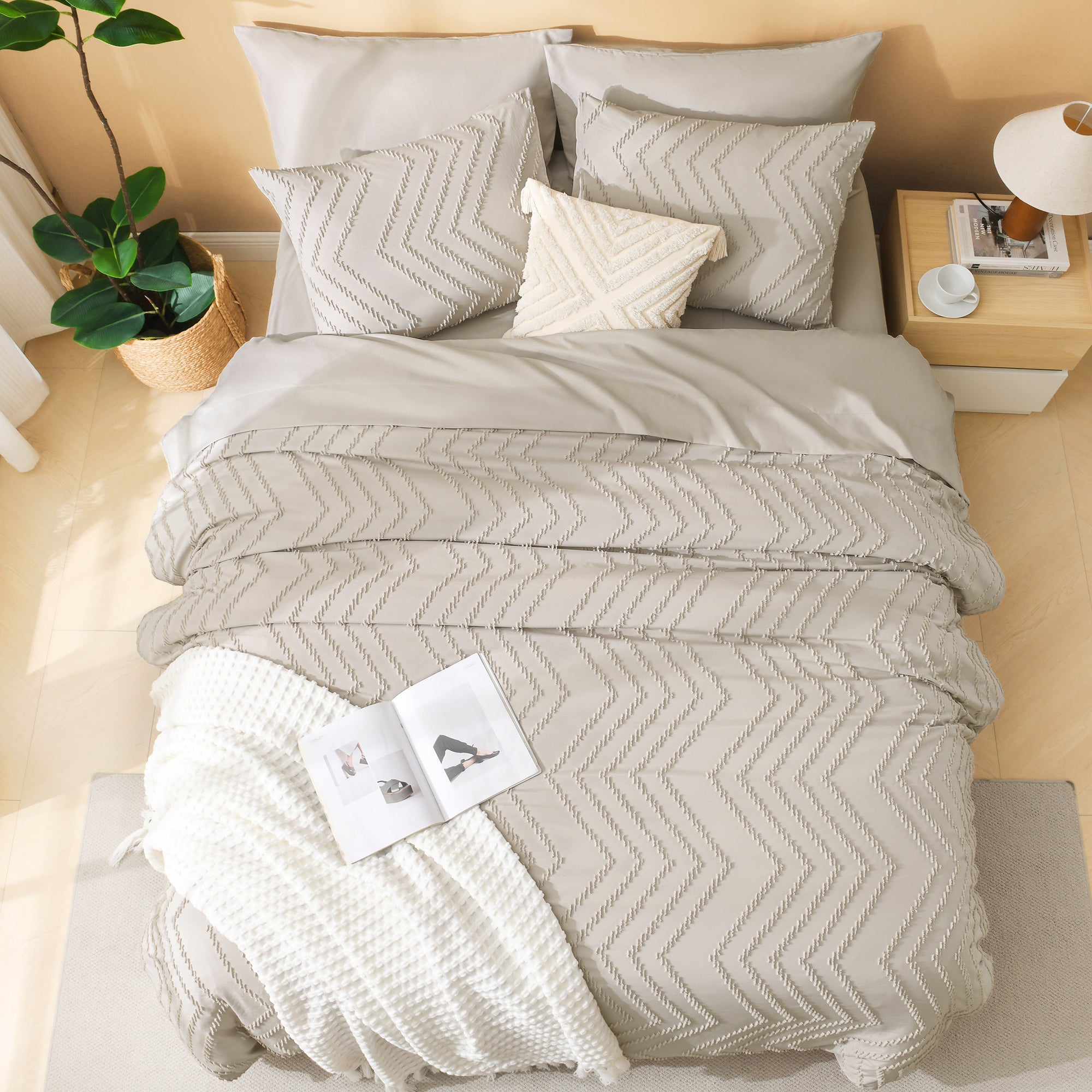 Cozy Bedding 7 Pieces Chevron Comforter Set - LITANIKA