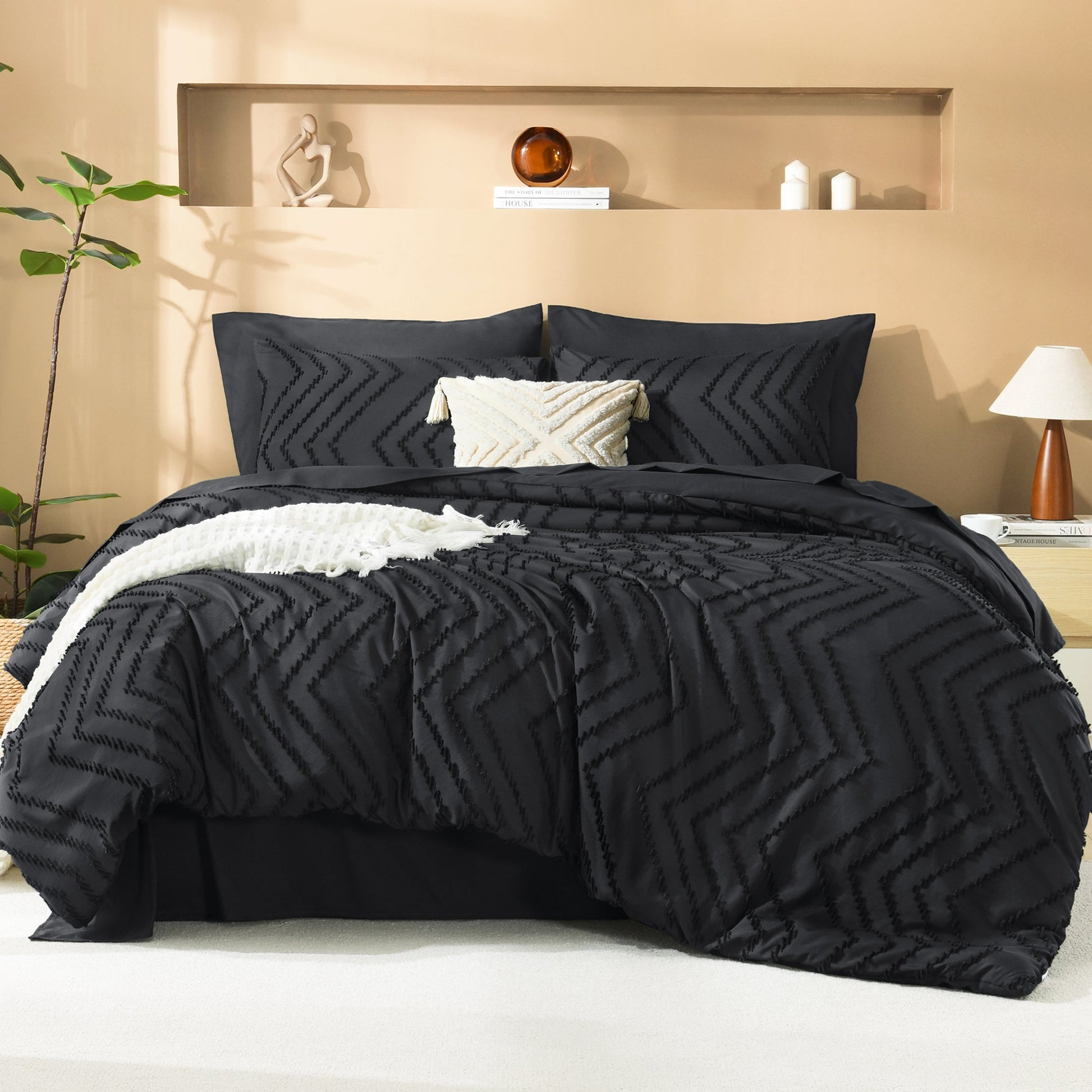 Cozy Bedding 7 Pieces Chevron Comforter Set - LITANIKA