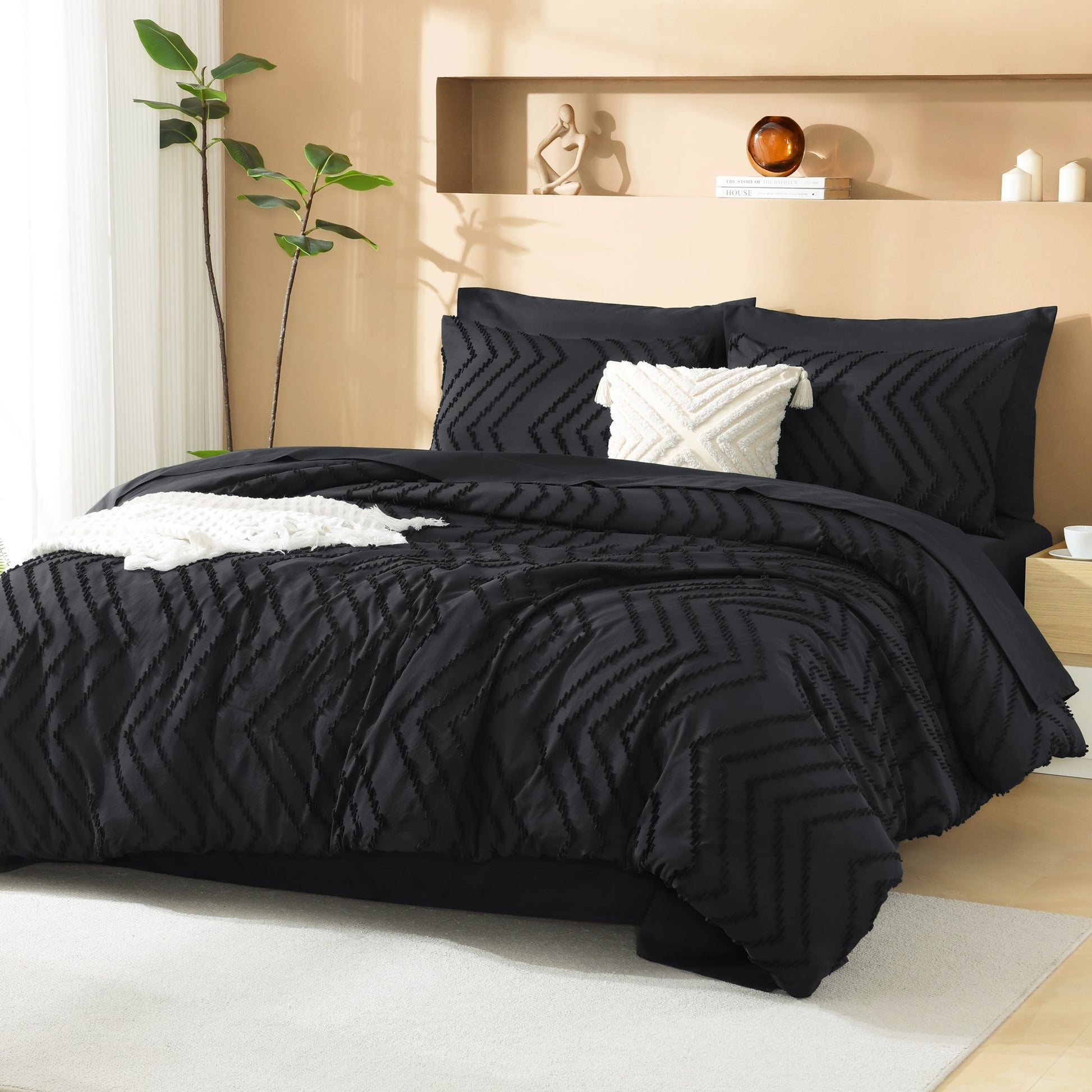 Cozy Bedding 7 Pieces Chevron Comforter Set - LITANIKA