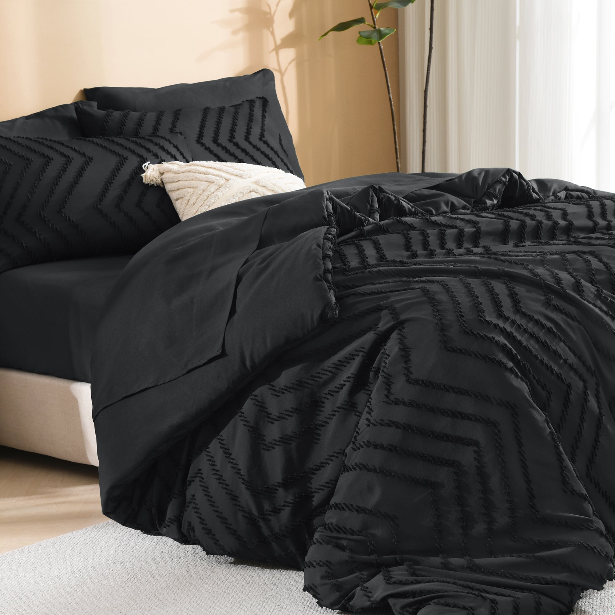 Cozy Bedding 7 Pieces Chevron Comforter Set - LITANIKA