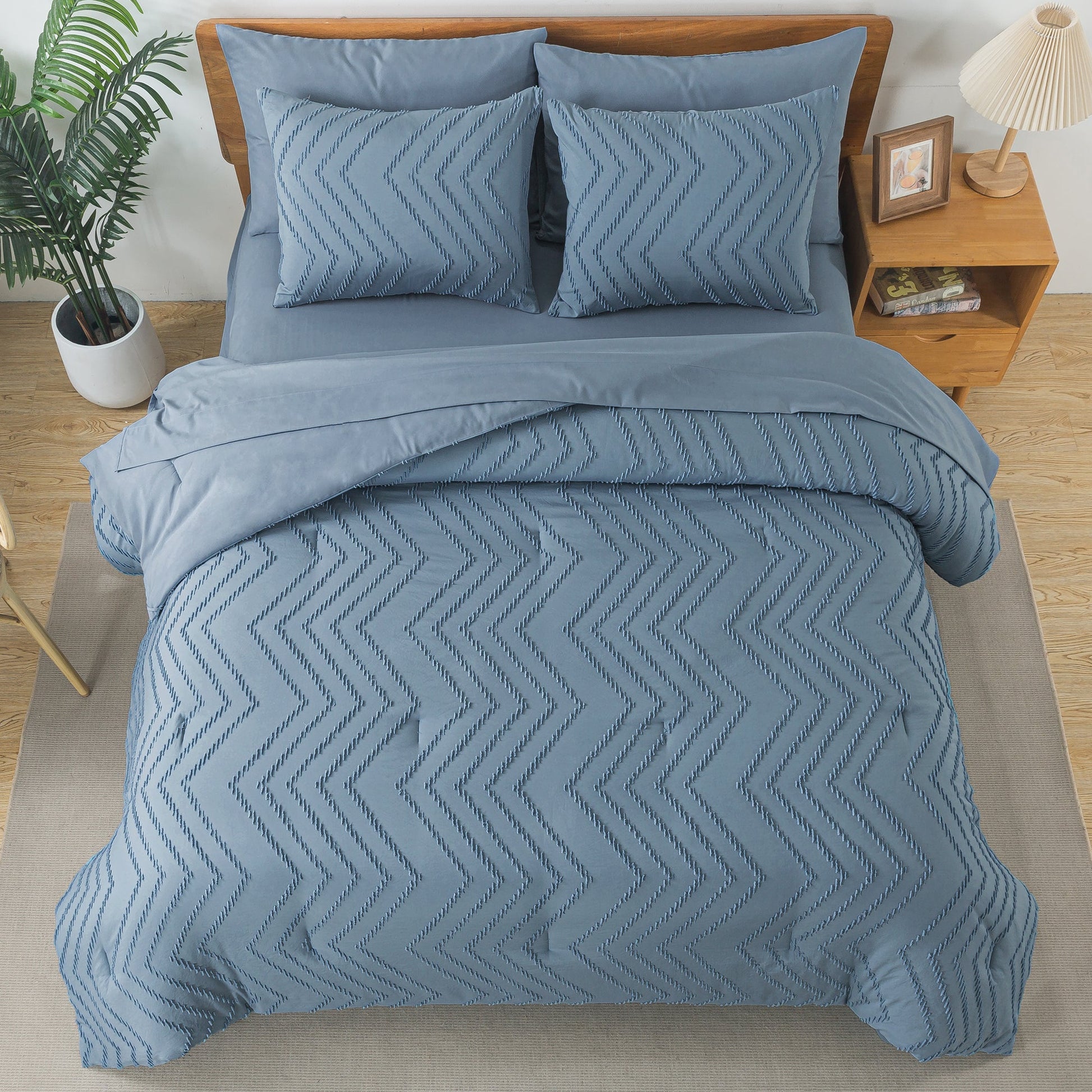 Cozy Bedding 7 Pieces Chevron Comforter Set - LITANIKA