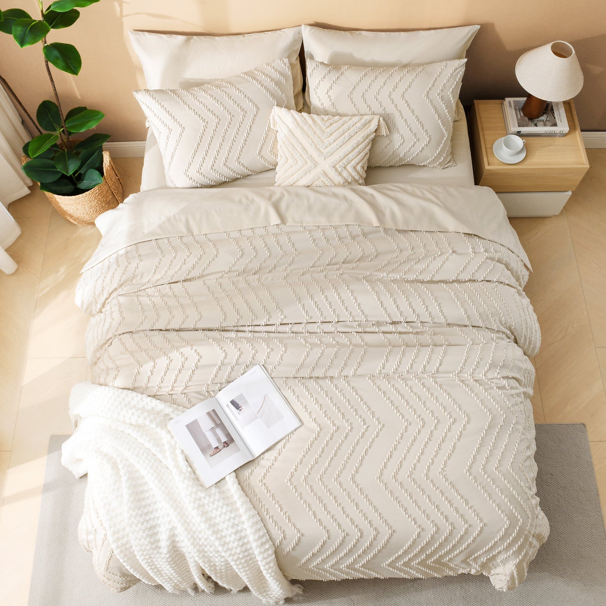 Cozy Bedding 7 Pieces Chevron Comforter Set - LITANIKA