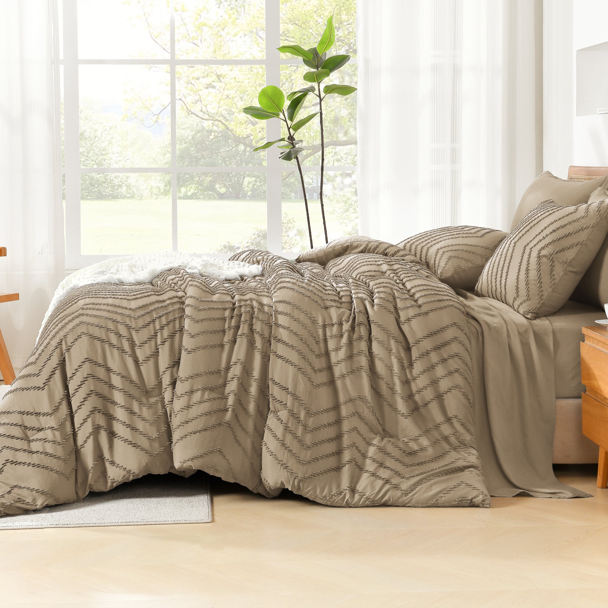 Cozy Bedding 7 Pieces Chevron Comforter Set - LITANIKA