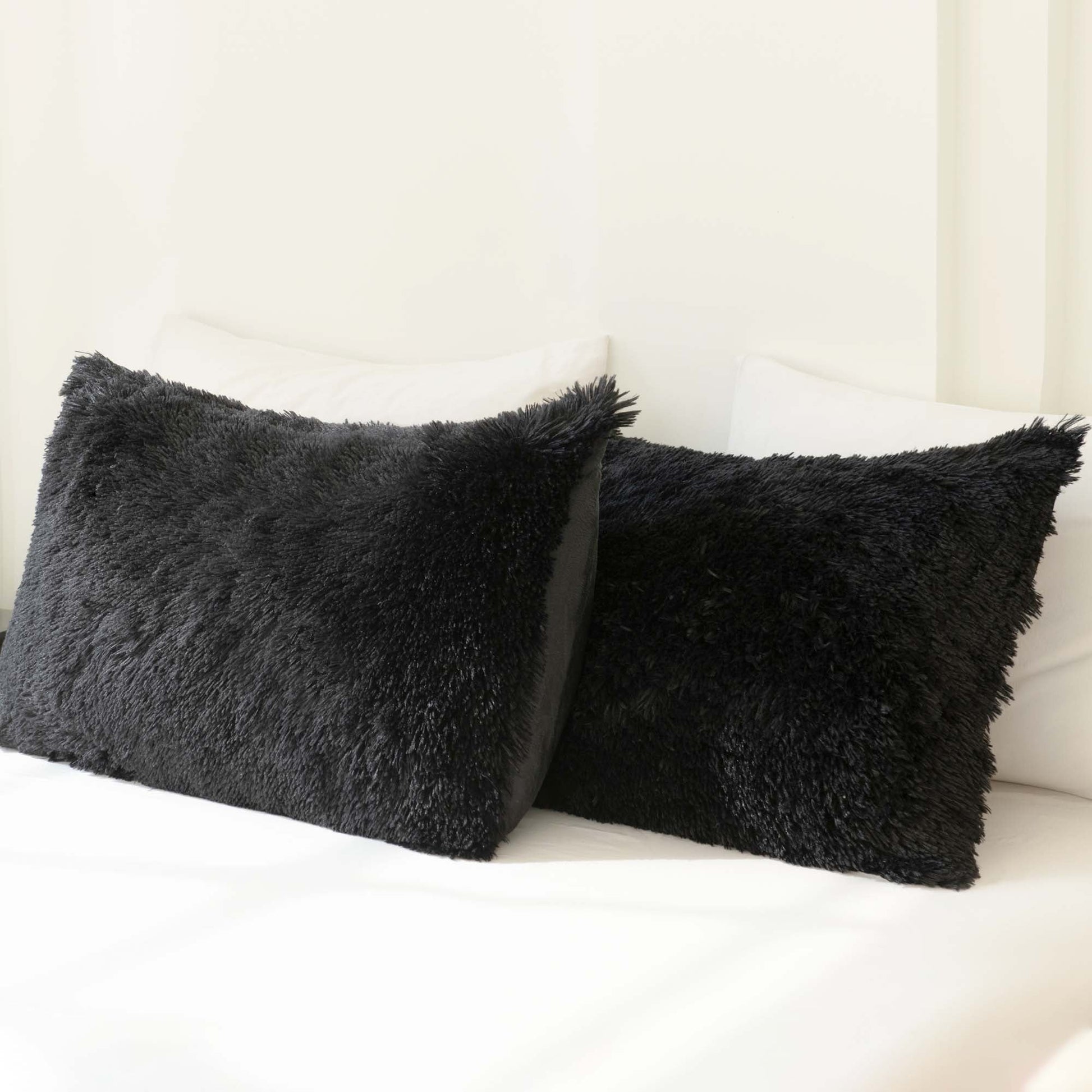 Litanika fluffy shaggy plush comforter set in soft velvet, featuring a cozy three-piece design for warm bedding.