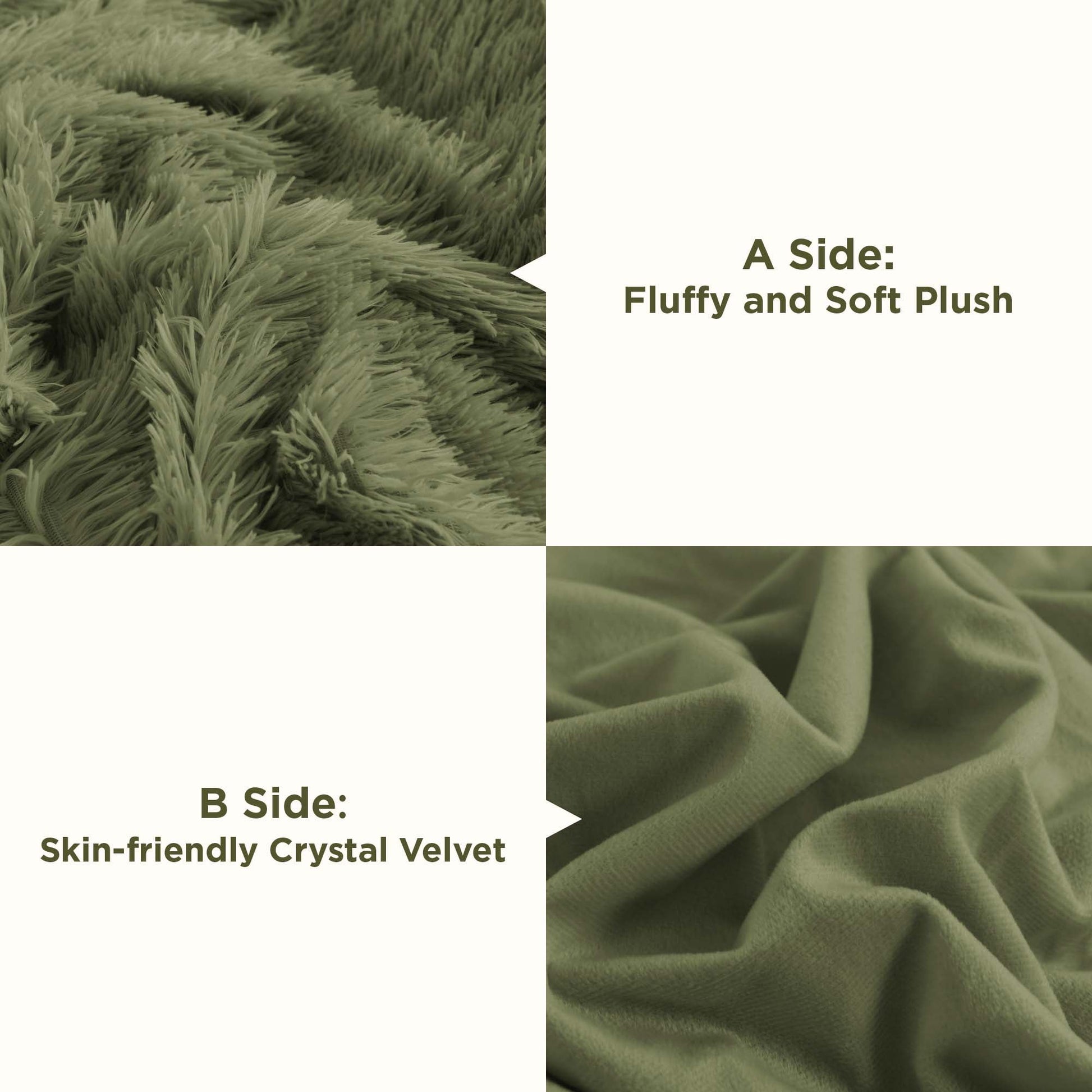 Litanika fluffy luxurious shaggy plush comforter set in soft velvet with three pieces, showcasing warm, cozy bedding.