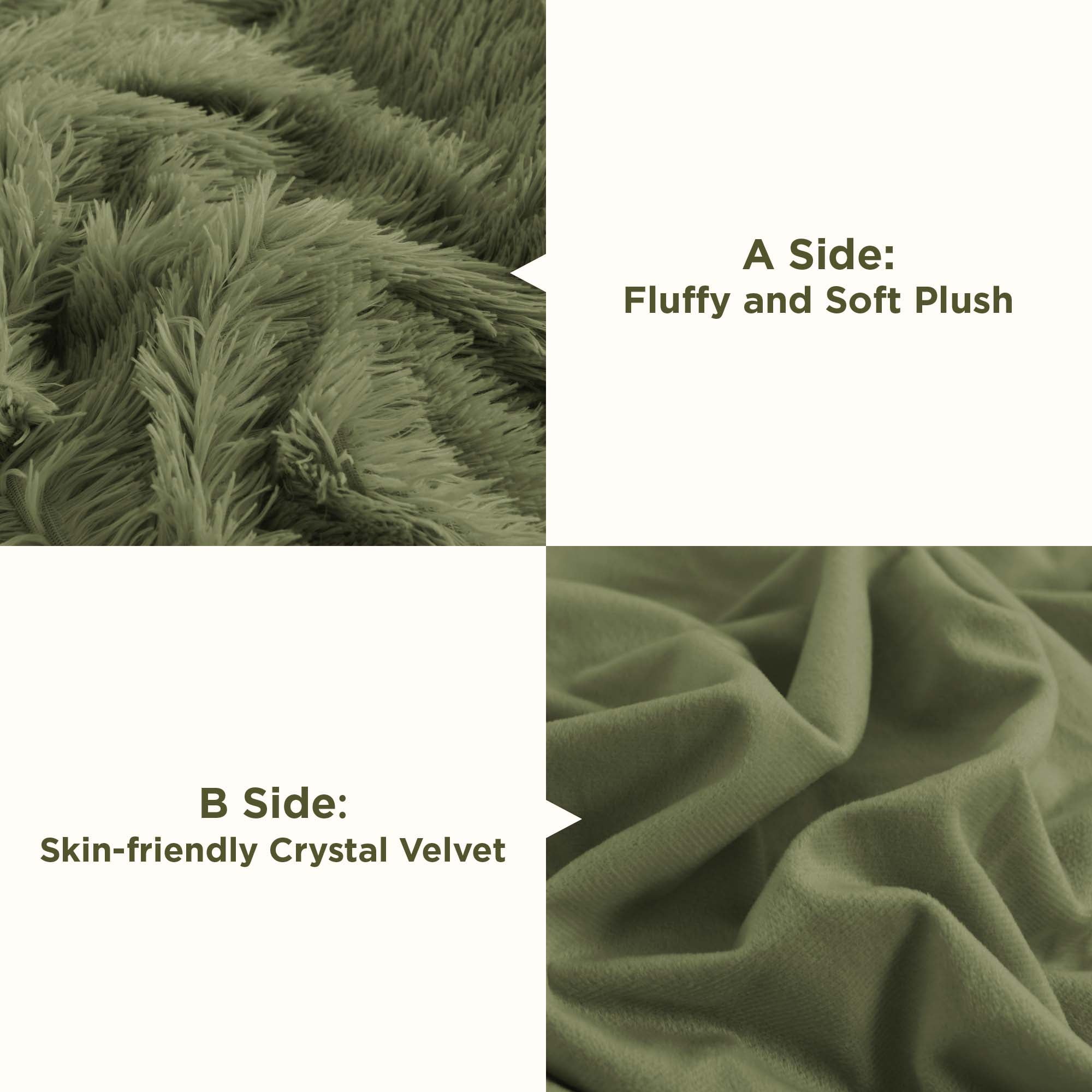 Litanika fluffy luxurious shaggy plush comforter set in soft velvet with three pieces, showcasing warm, cozy bedding.