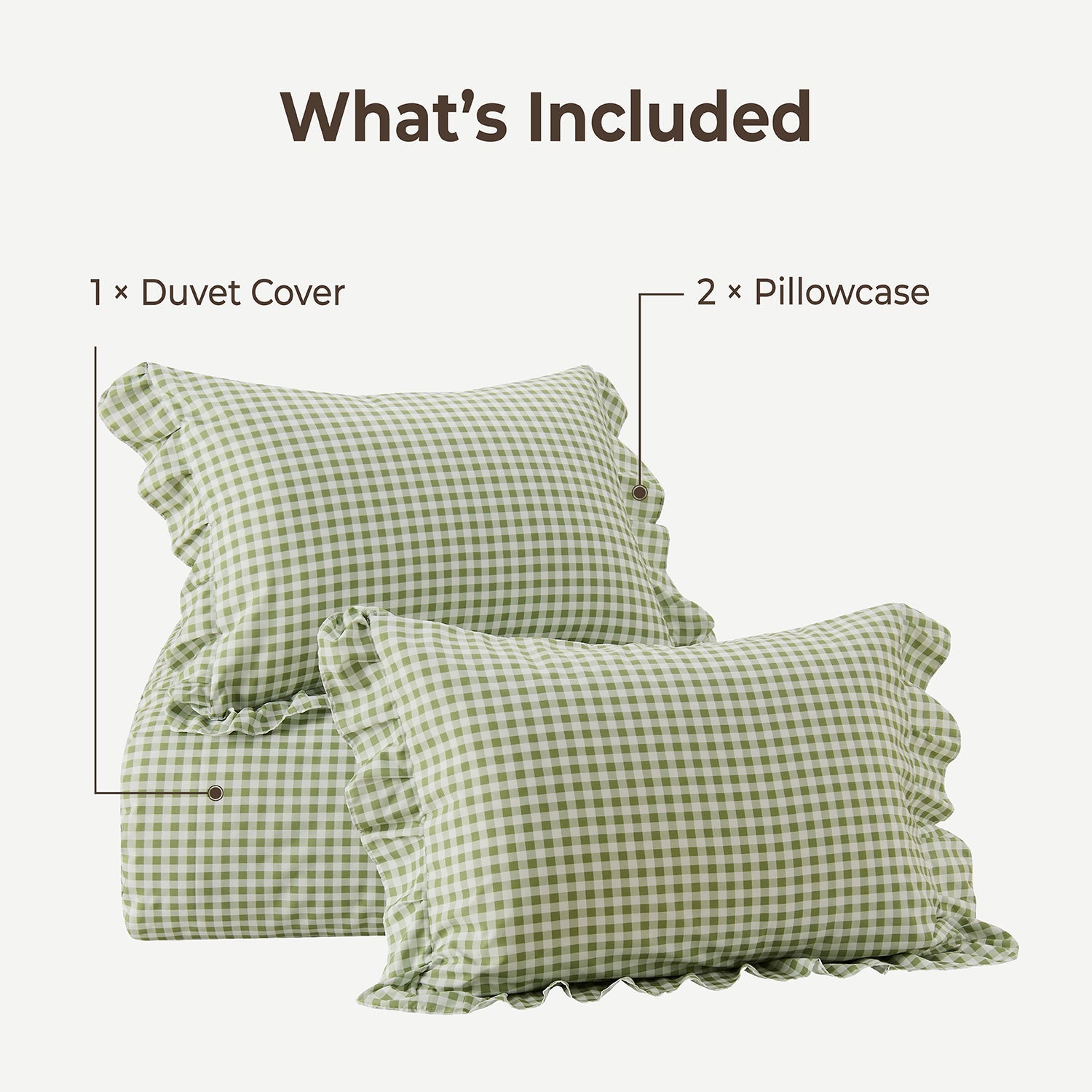 Gingham Duvet Cover Set, 3 Piece Ruffle Farmhouse Bedroom Decor - LITANIKA