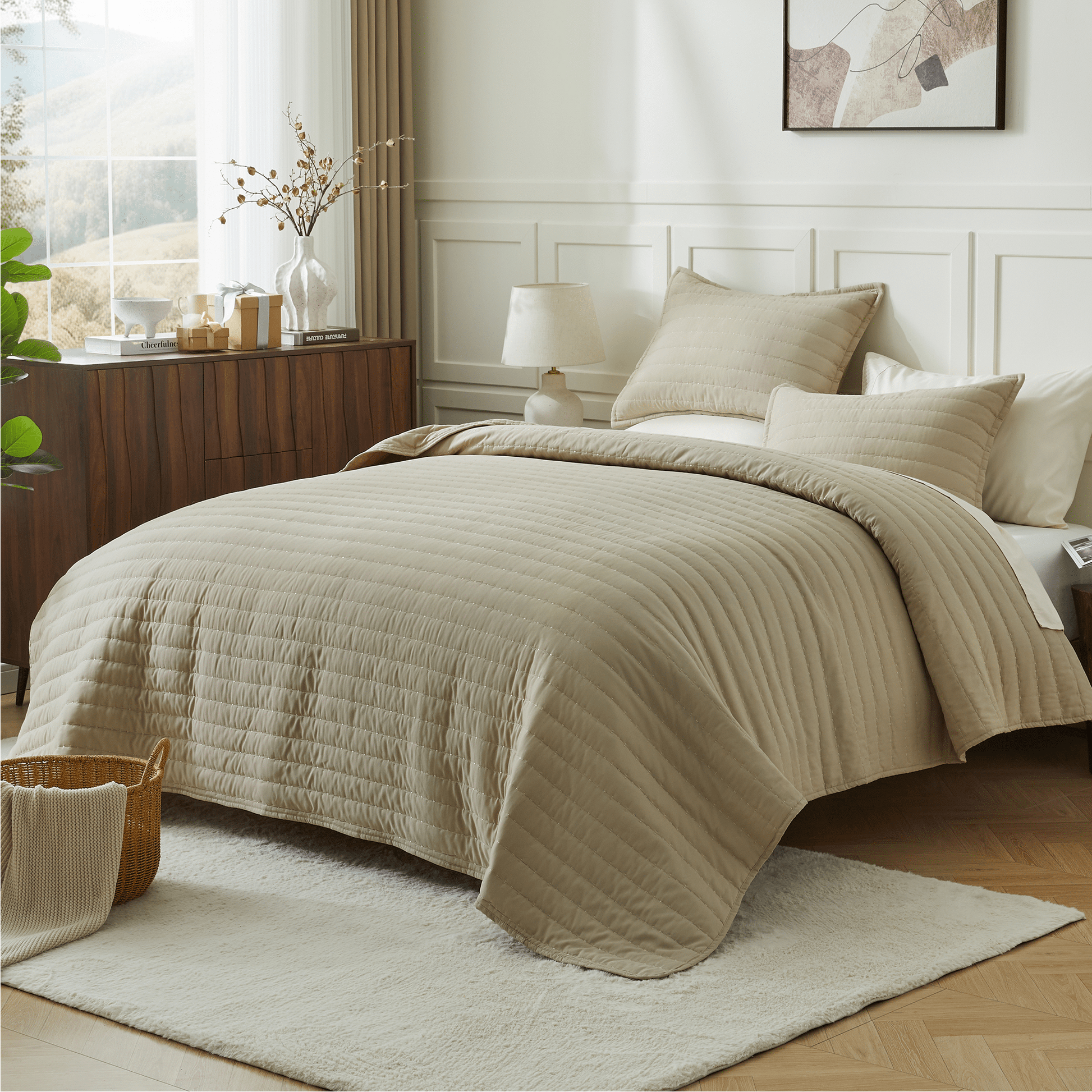 Lightweight Quilted Bedspread & Coverlet 3 Pieces Quilt Set - LITANIKA