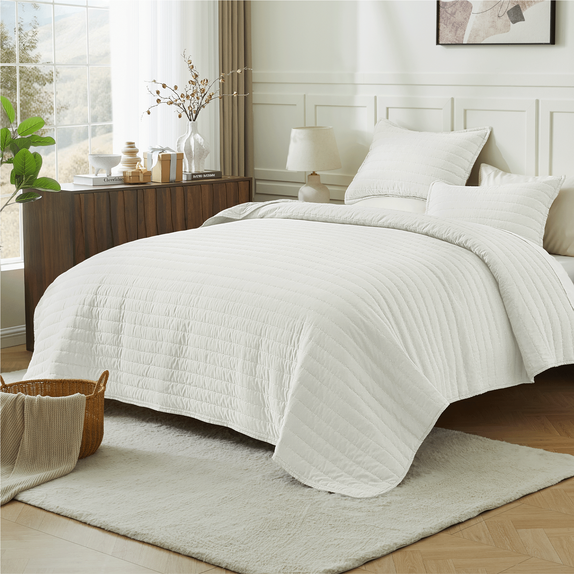 Lightweight Quilted Bedspread & Coverlet 3 Pieces Quilt Set - LITANIKA
