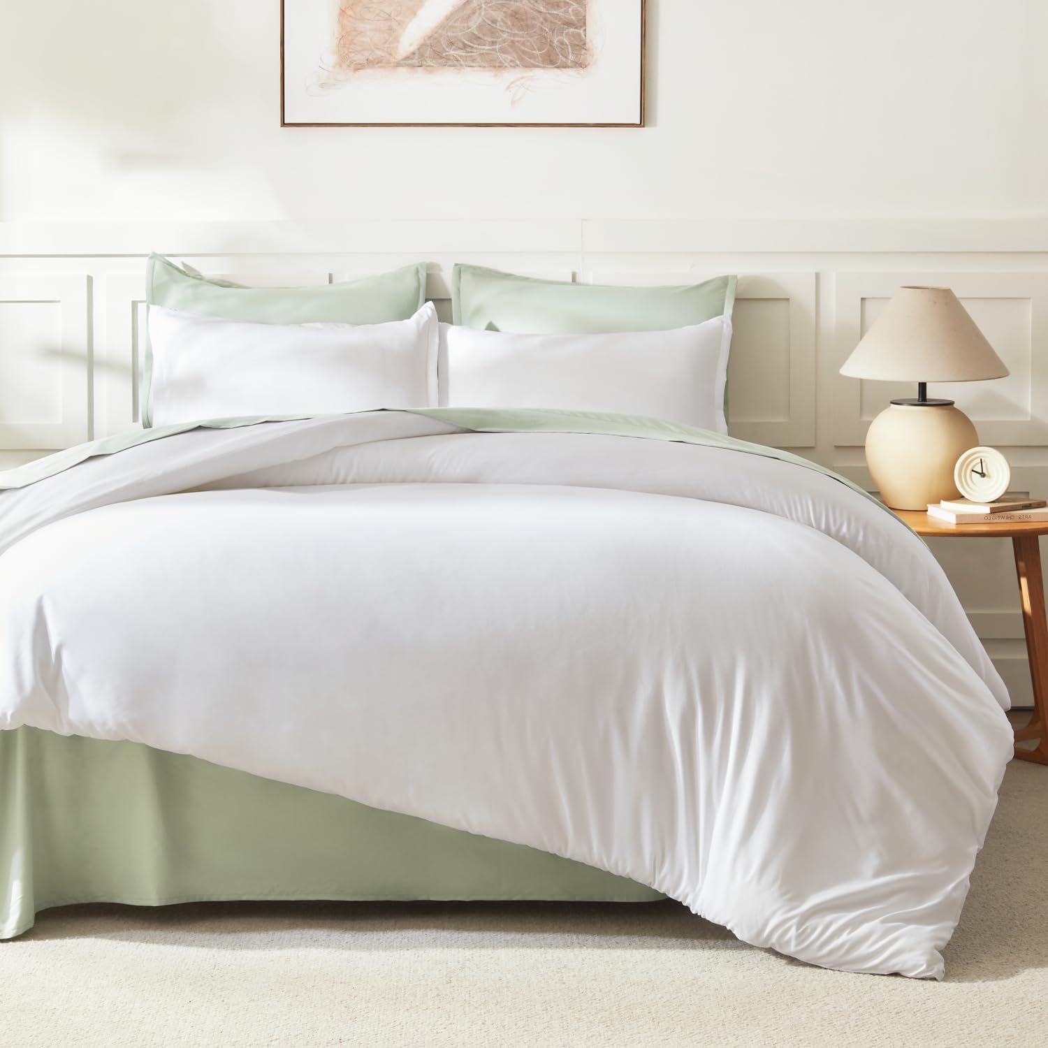 Litanika lightweight solid down alternative 3-piece comforter bedding set with soft, cozy comforters and matching pillow shams.