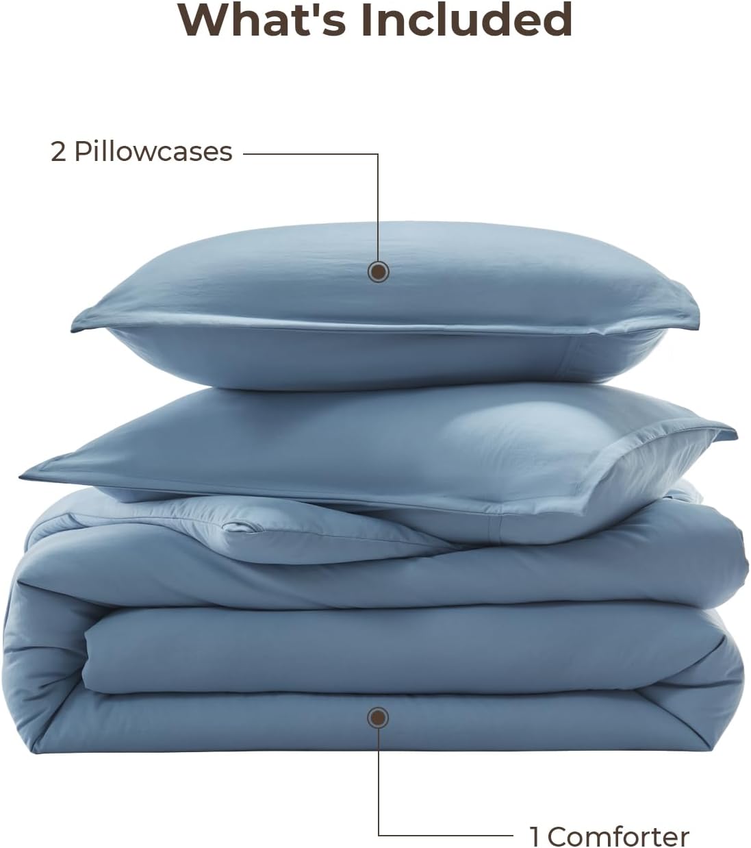 Litanika lightweight solid down alternative 3-piece comforter bedding set on a neatly made bed.