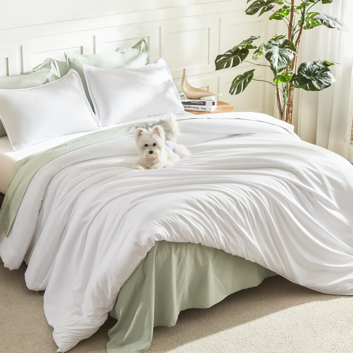 Litanika lightweight solid down alternative 3-piece comforter bedding set with soft, cozy comforters and matching pillow shams.