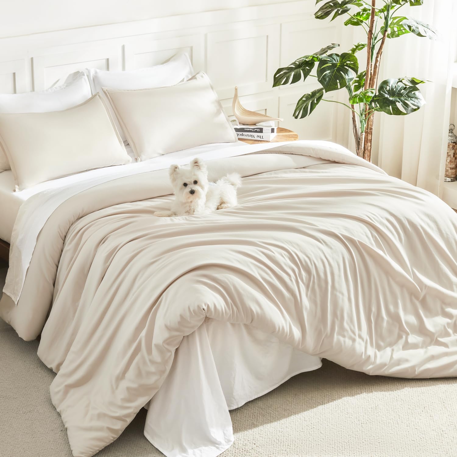 Litanika lightweight solid down alternative 3-piece comforter bedding set with soft, breathable fabric and cozy design.