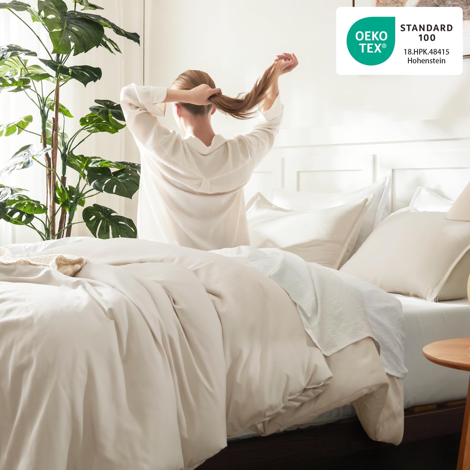 Litanika lightweight solid down alternative 3-piece comforter bedding set with soft, cozy comforters and matching pillow shams.