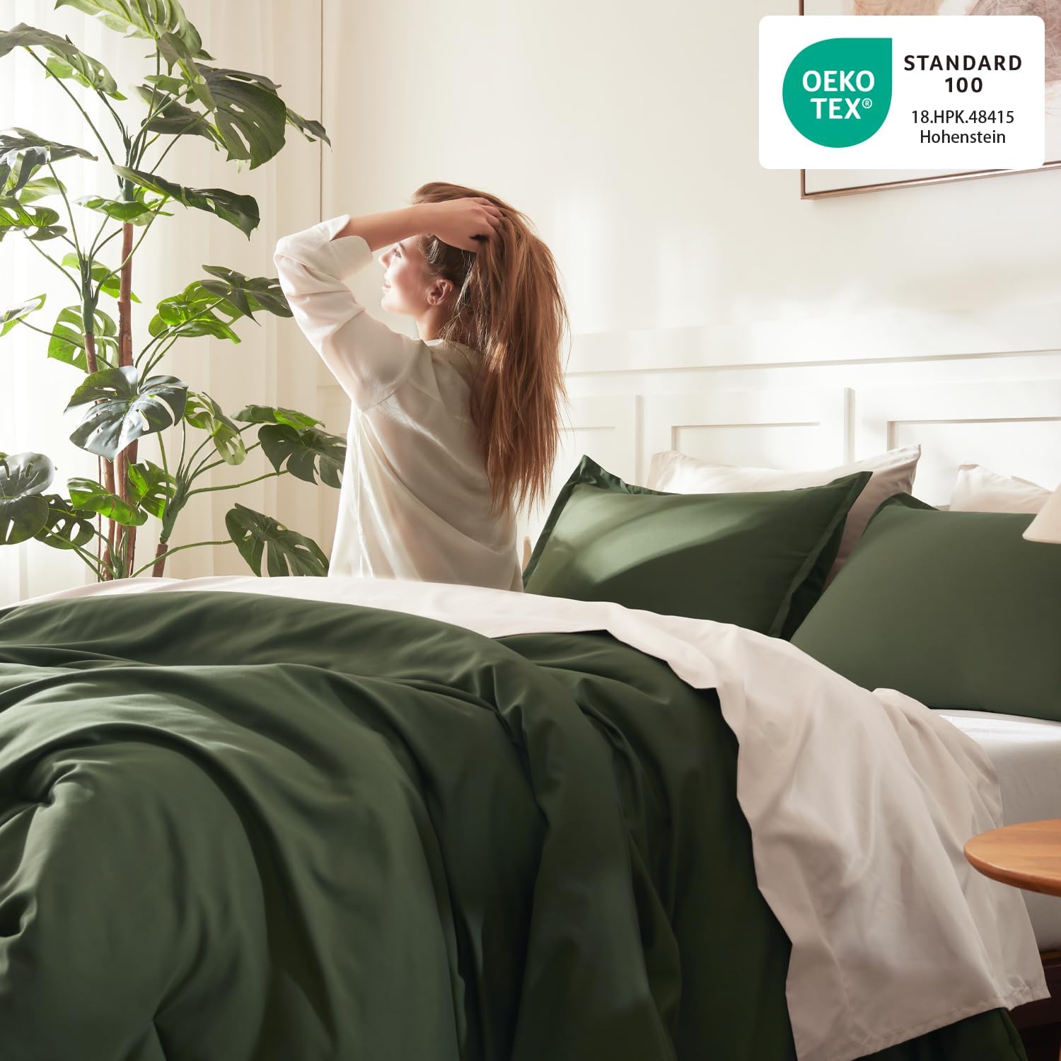 Litanika lightweight solid down alternative 3-piece bedding comforter set with soft, cozy fabric and matching pillow shams.