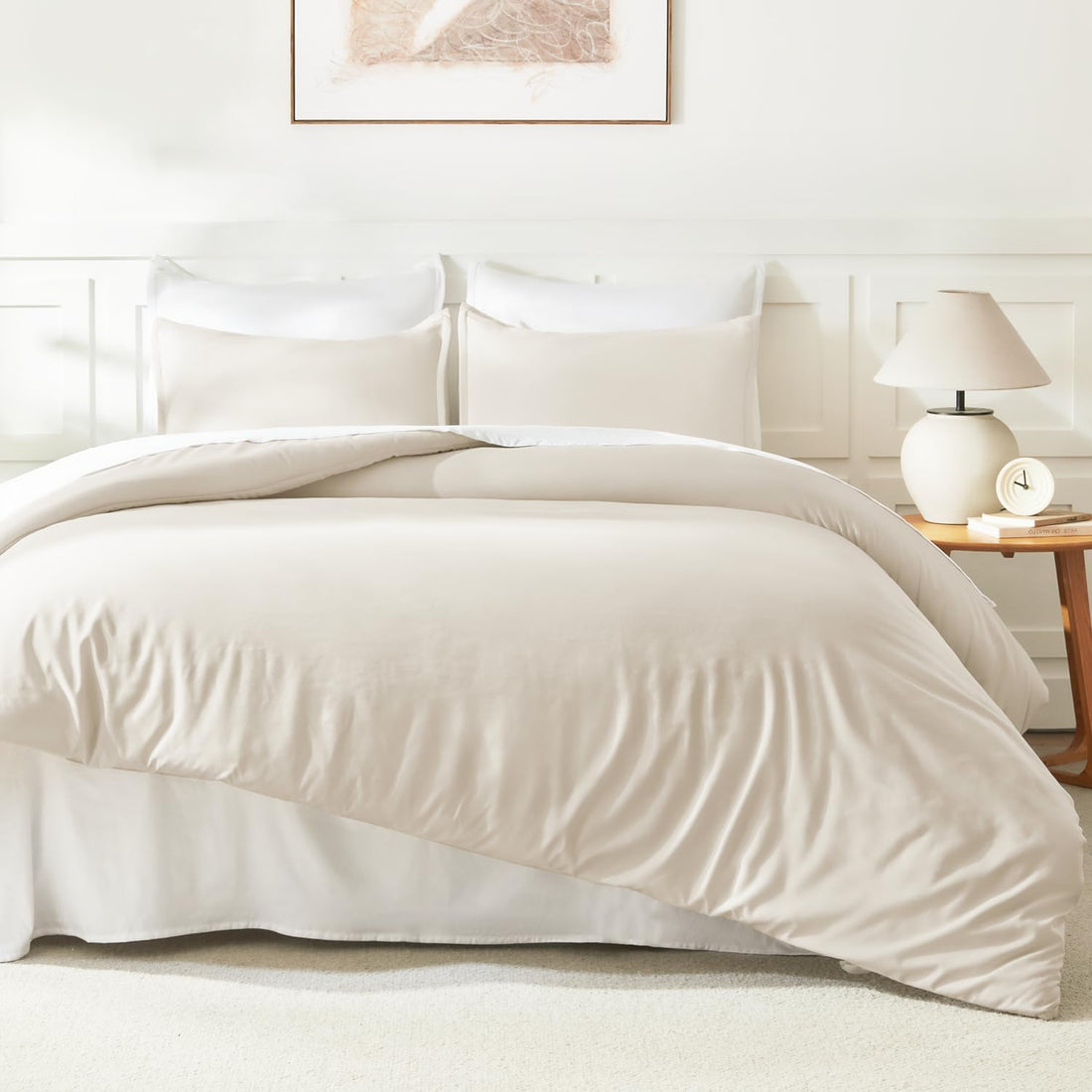 Litanika lightweight solid down alternative 3-piece comforter bedding set with soft, cozy comforters and matching pillow shams.