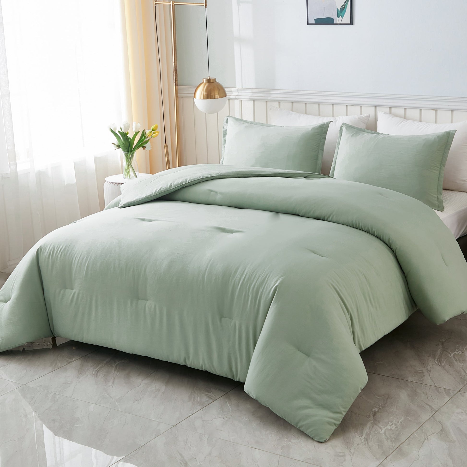 Lightweight Solid Down Alternative 3 Pieces Comforters Sets - LITANIKA