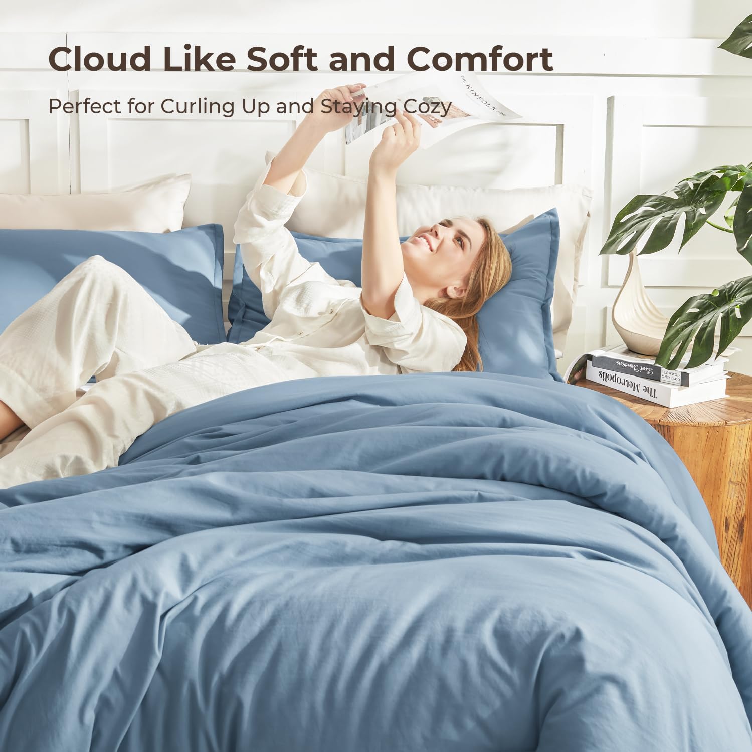 Litanika lightweight solid down alternative 3-piece comforter bedding set with soft, breathable fabric and plush filling.