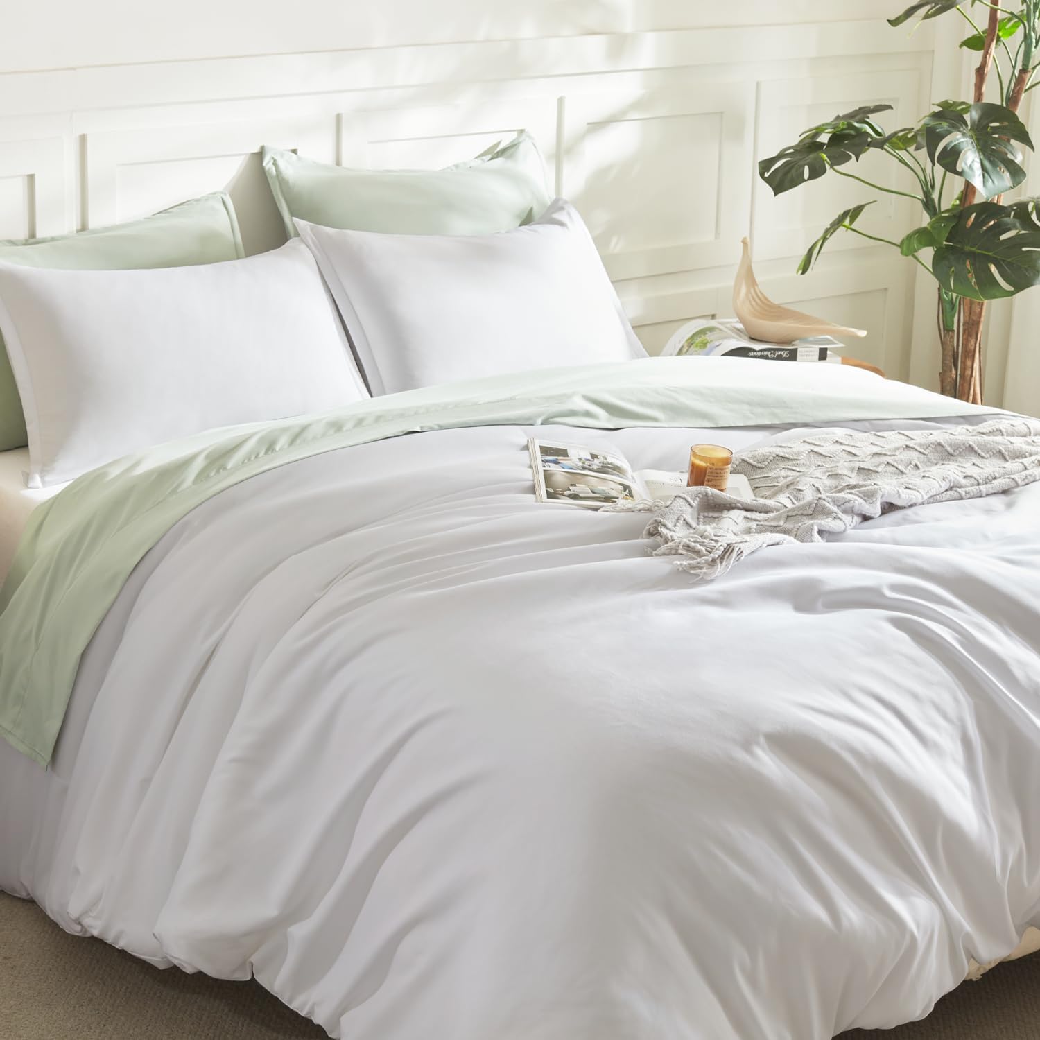 Litanika lightweight solid down alternative 3-piece comforter bedding set with cozy, soft fabric and matching pillow shams.