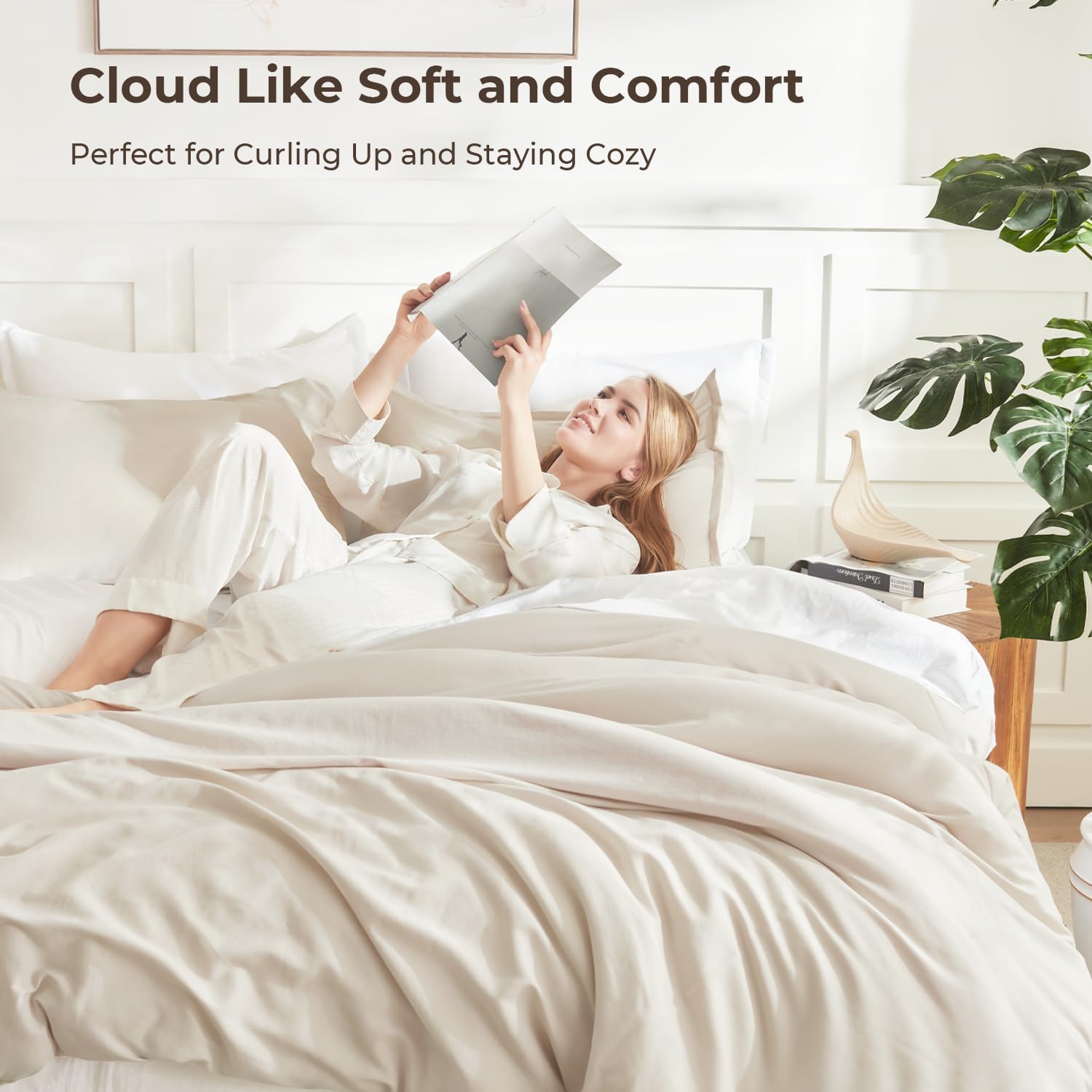 Litanika lightweight solid down alternative 3-piece comforter bedding set with soft, breathable fabric for cozy sleep.