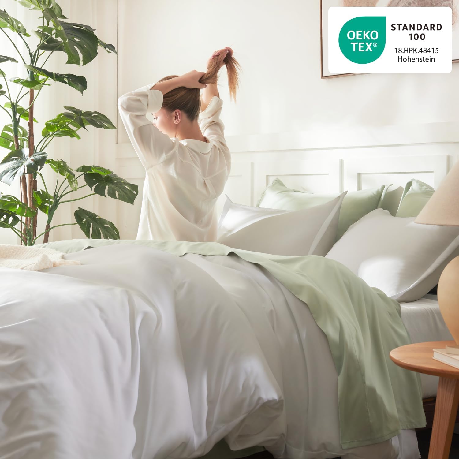 Litanika lightweight solid down alternative 3-piece comforter bedding set with soft, breathable fabric and plush filling.