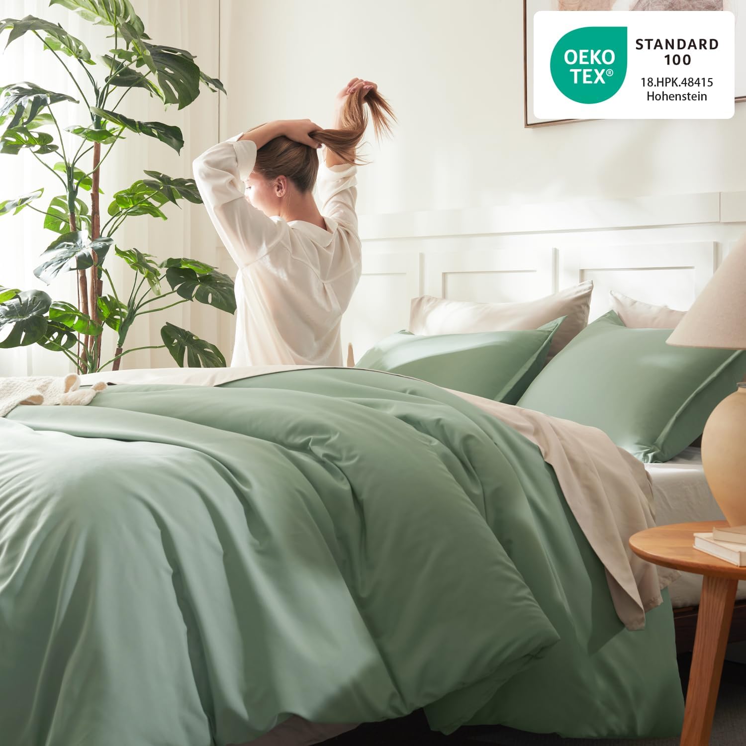 Litanika lightweight solid down alternative 3-piece comforter bedding set with quilted design and soft fabric for cozy sleep.