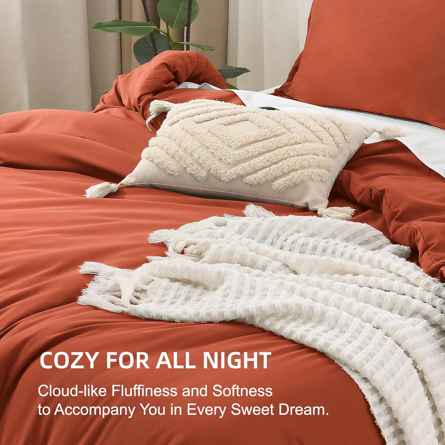 Litanika lightweight solid down alternative 3-piece comforter bedding set with soft, cozy comforters and matching pillow shams.