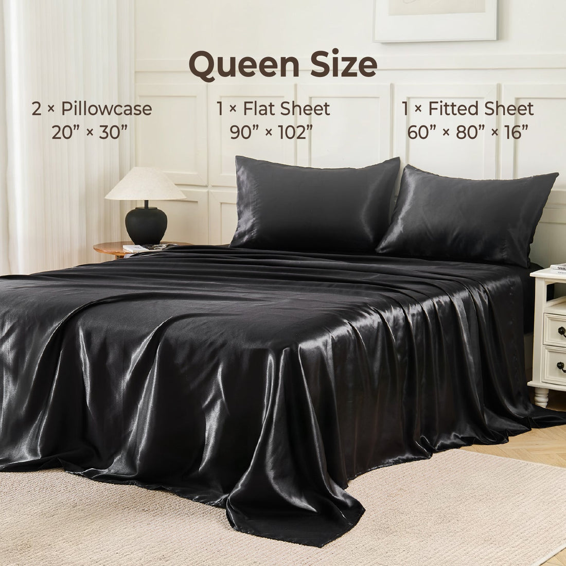 Luxury Satin Solid 4-Piece Sheet Set - LITANIKA