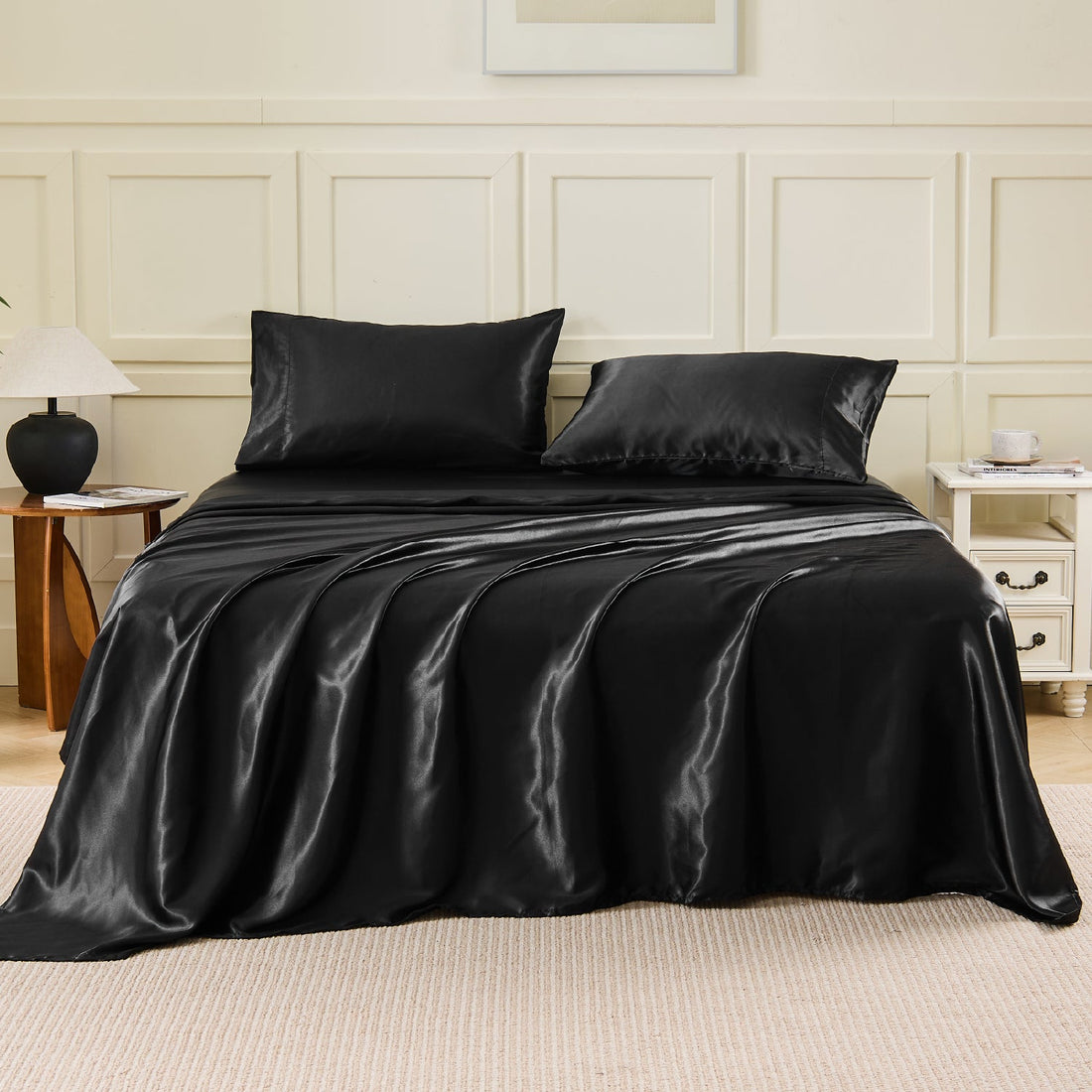 Luxury Satin Solid 4-Piece Sheet Set - LITANIKA