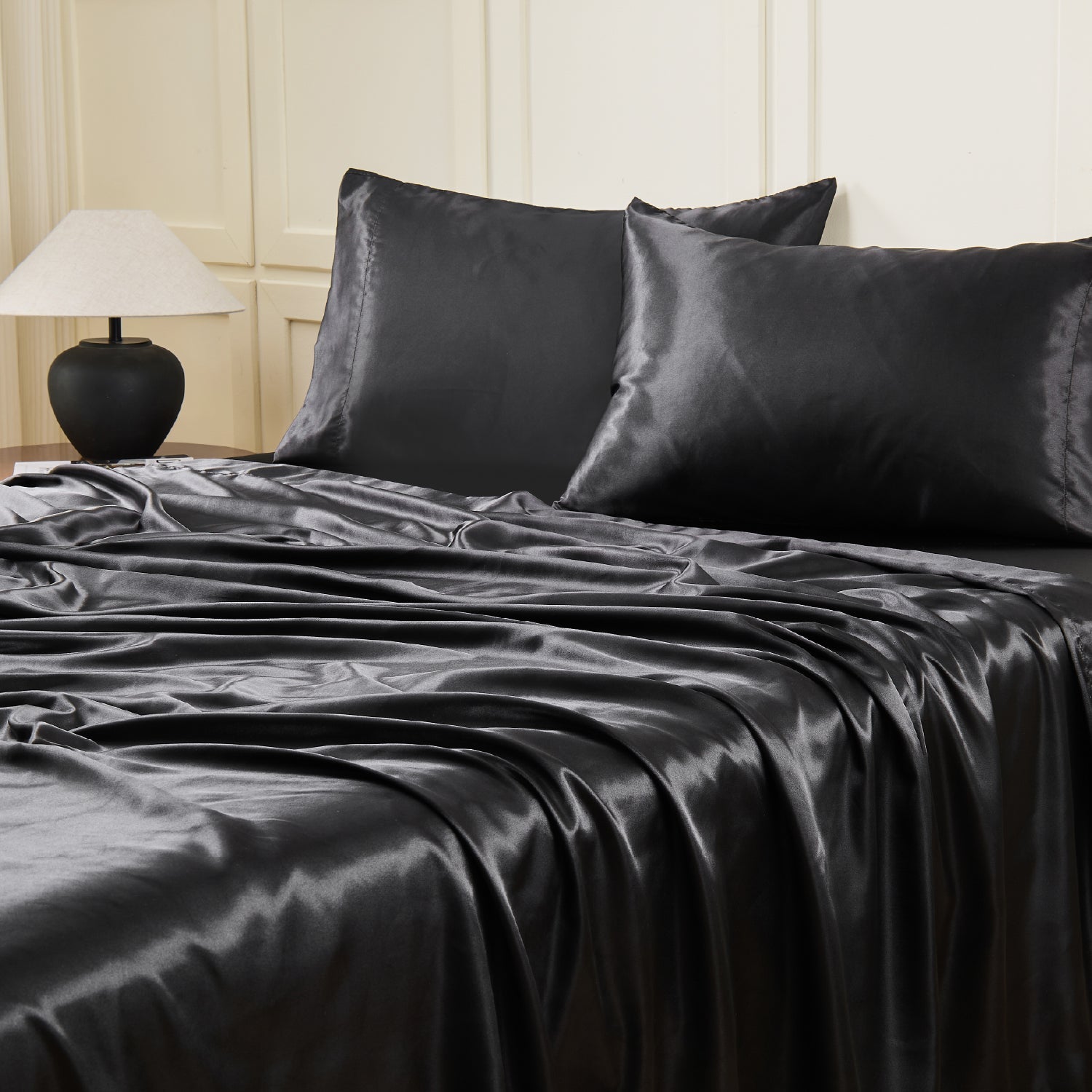 Luxury Satin Solid 4-Piece Sheet Set - LITANIKA