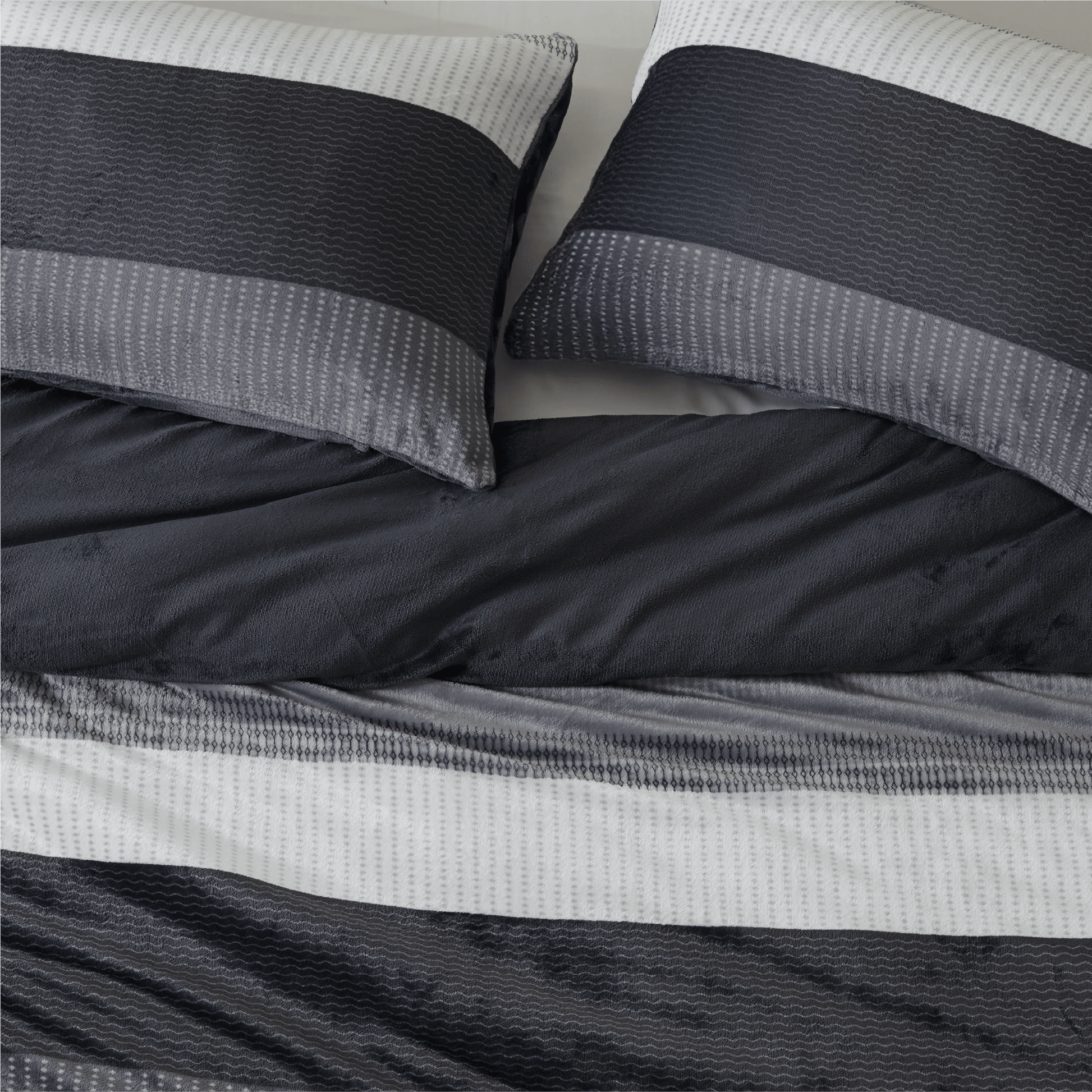Luxurious plush fuzzy stripe comforter set by Litanika, showcasing soft, cozy bedding with stylish striped design.