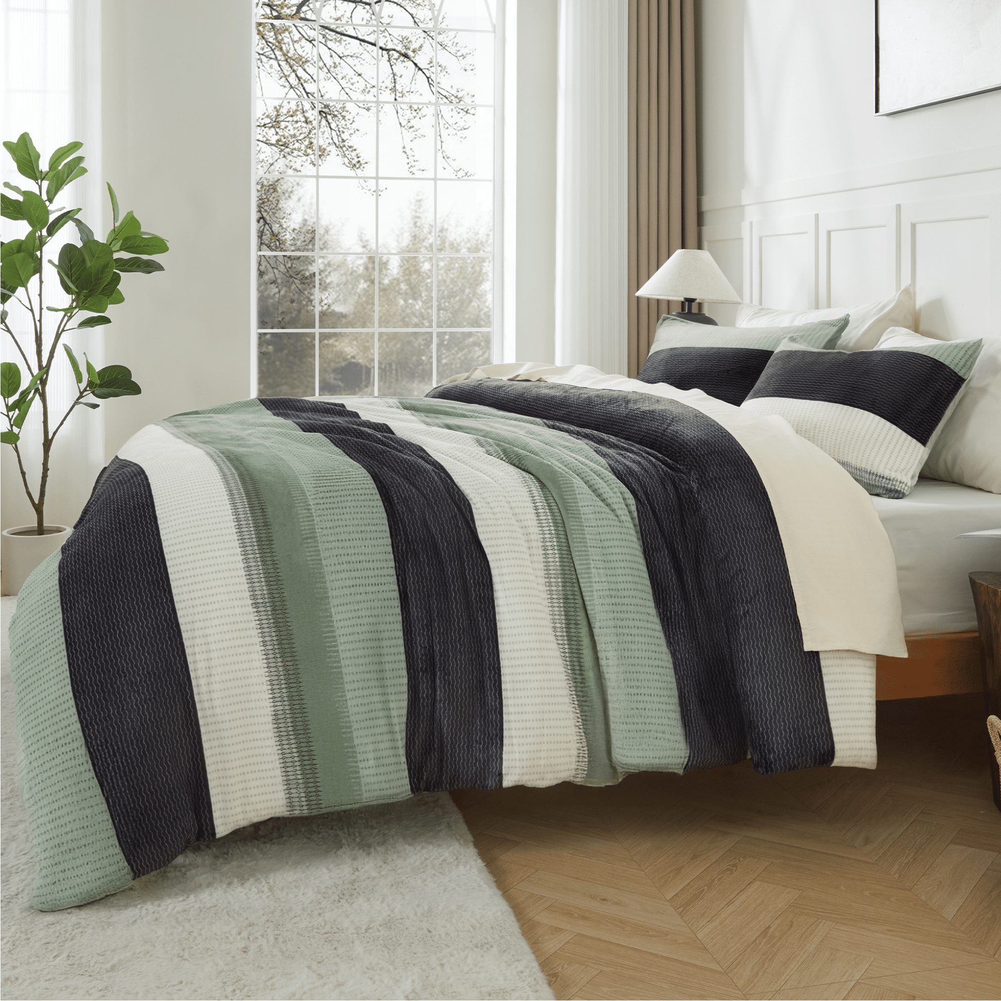 Luxury Soft Plush Fuzzy Stripe Comforter Sets - LITANIKA