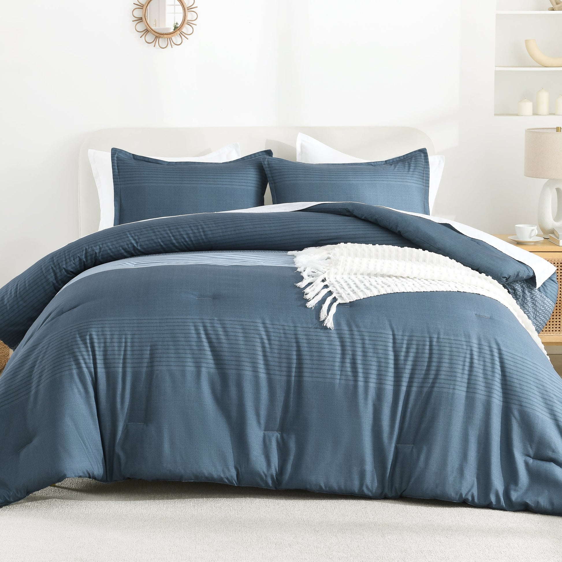 Multicolor Stripe Lightweight Down Alternative 3 Pieces Comforter Set - LITANIKA