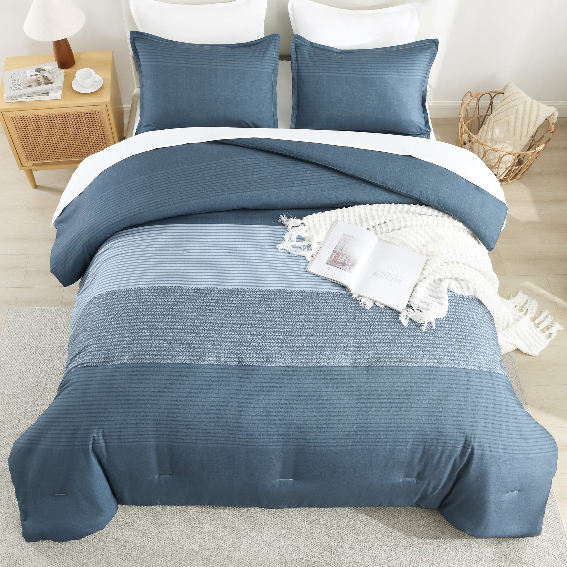 Multicolor Stripe Lightweight Down Alternative 3 Pieces Comforter Set - LITANIKA