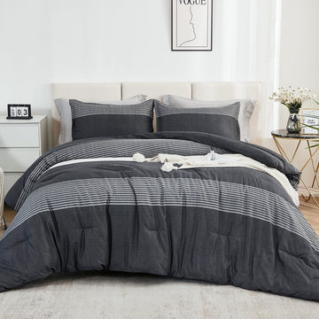 Multicolor Stripe Lightweight Down Alternative 3 Pieces Comforter Set - LITANIKA