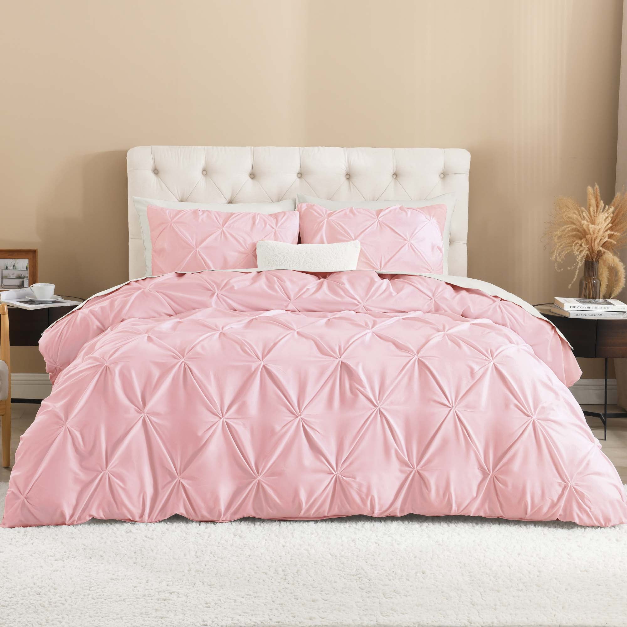 Pinch Pleat Pintuck Soft Microfiber 3 Pieces Duvet Cover Set - LITANIKA