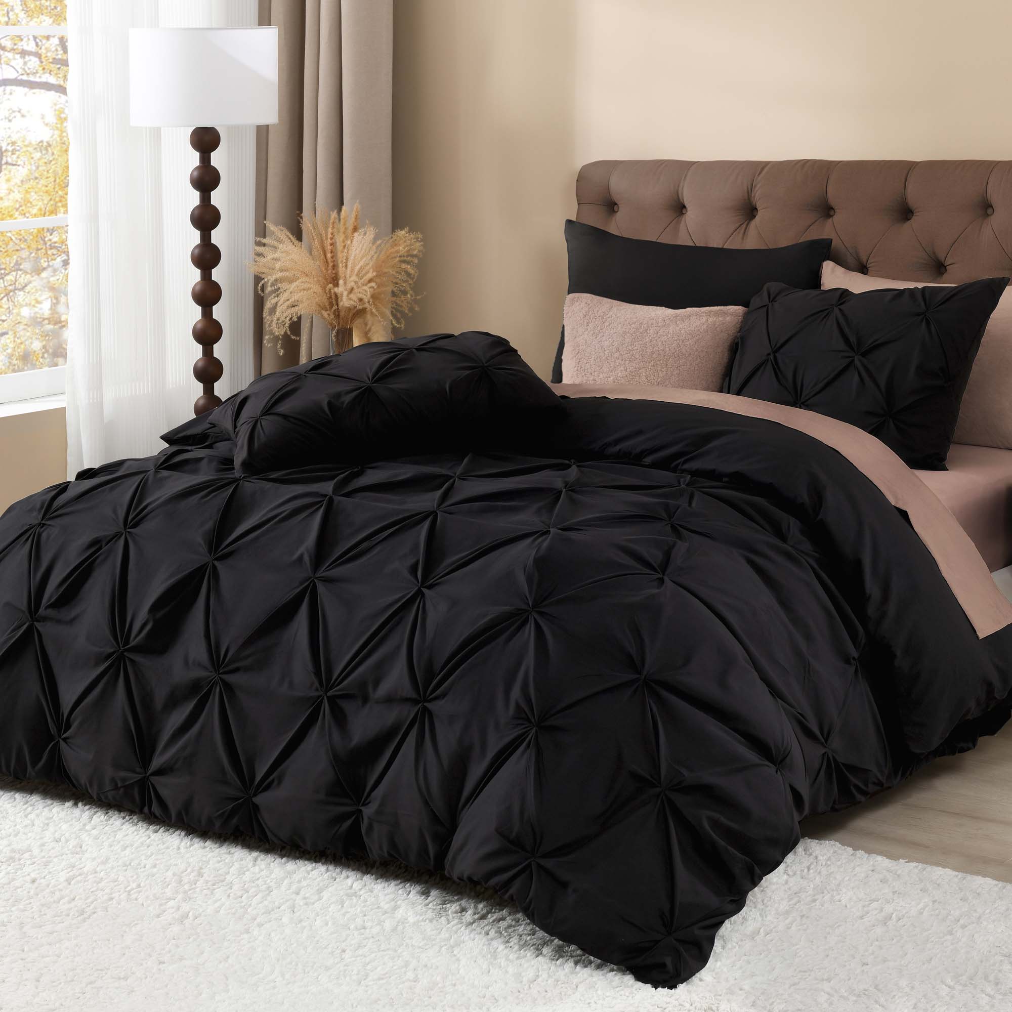 Pinch Pleat Pintuck Soft Microfiber 3 Pieces Duvet Cover Set - LITANIKA