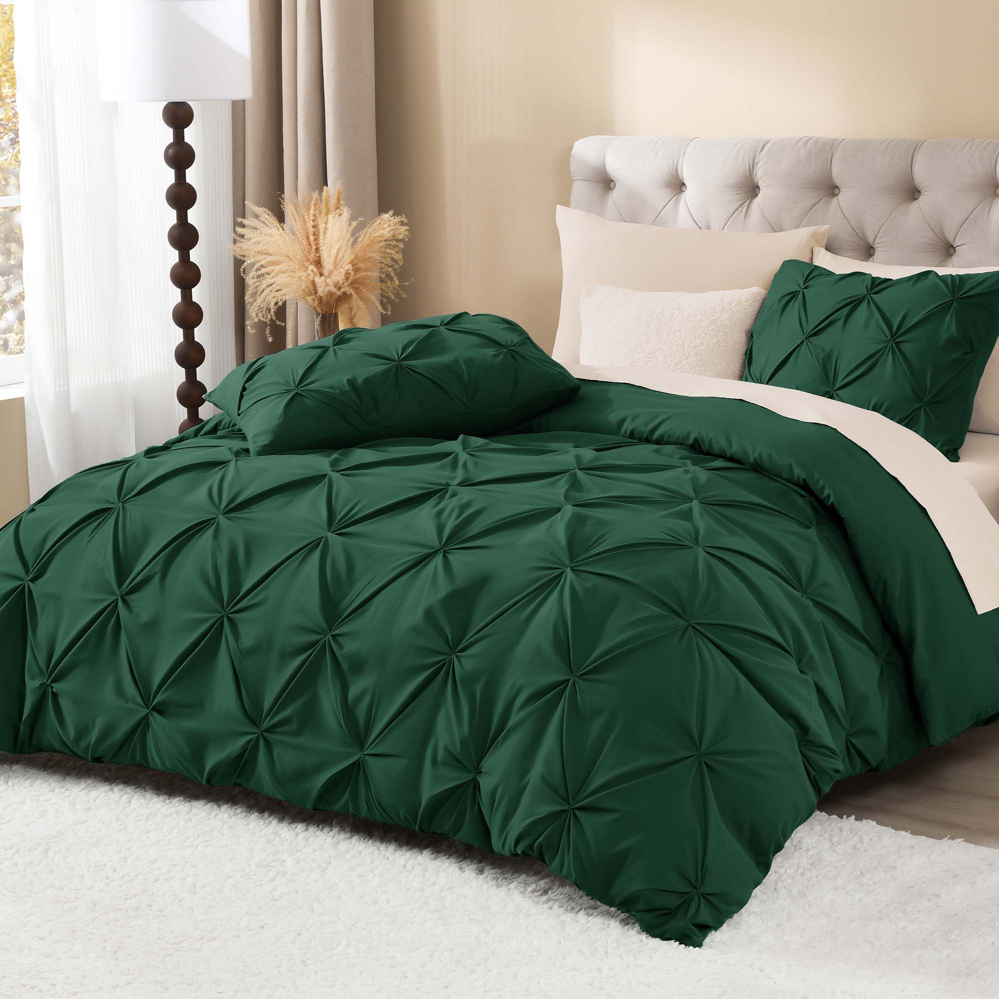 Pinch Pleat Pintuck Soft Microfiber 3 Pieces Duvet Cover Set - LITANIKA