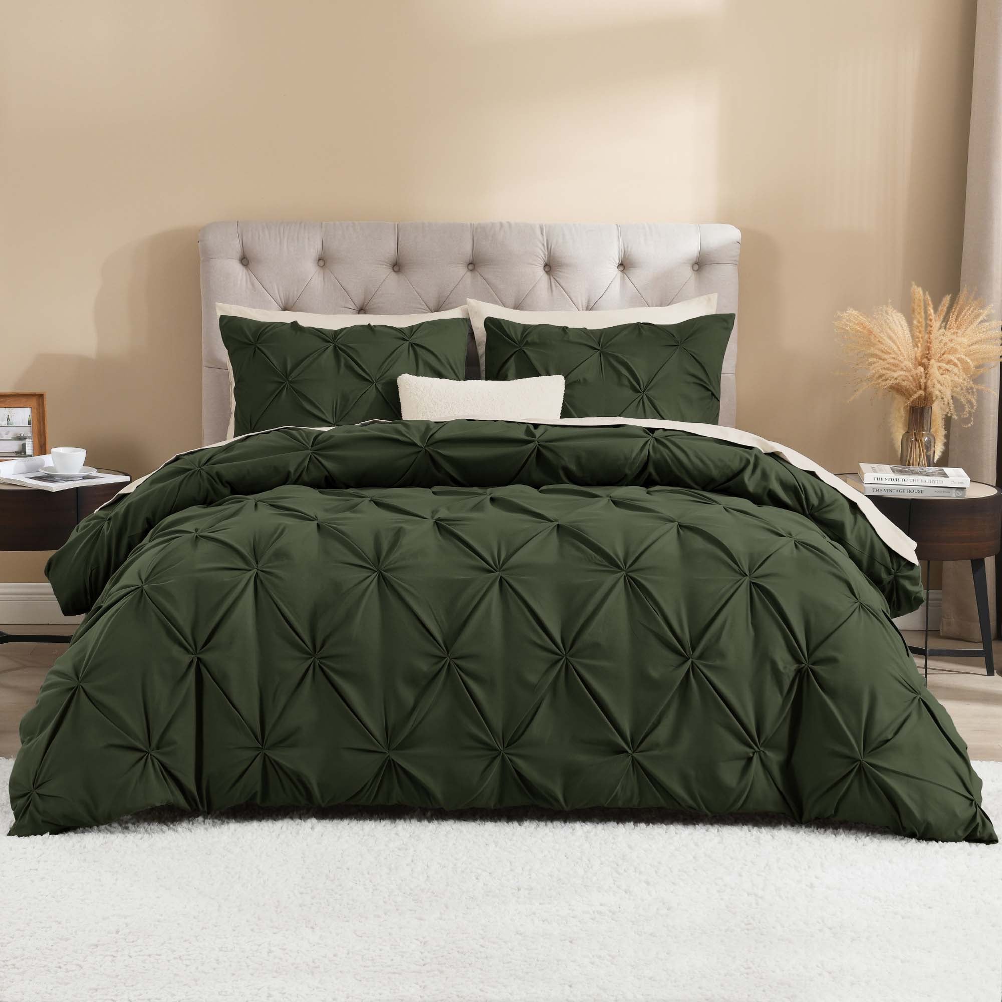 Pinch Pleat Pintuck Soft Microfiber 3 Pieces Duvet Cover Set - LITANIKA