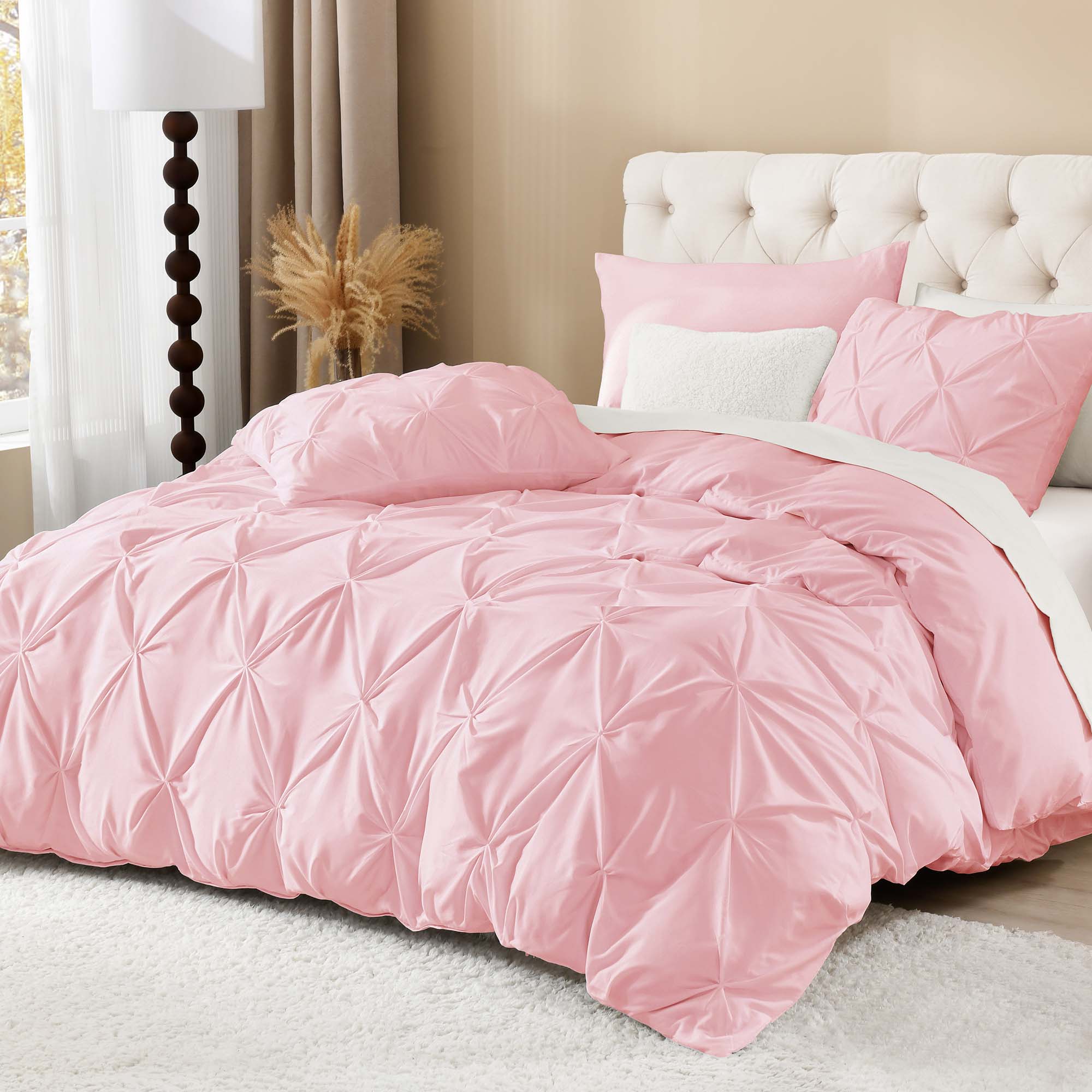 Pinch Pleat Pintuck Soft Microfiber 3 Pieces Duvet Cover Set - LITANIKA
